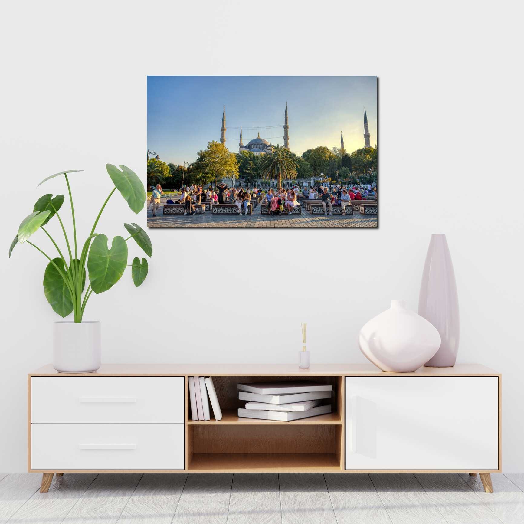 Canvas above sofa for size context