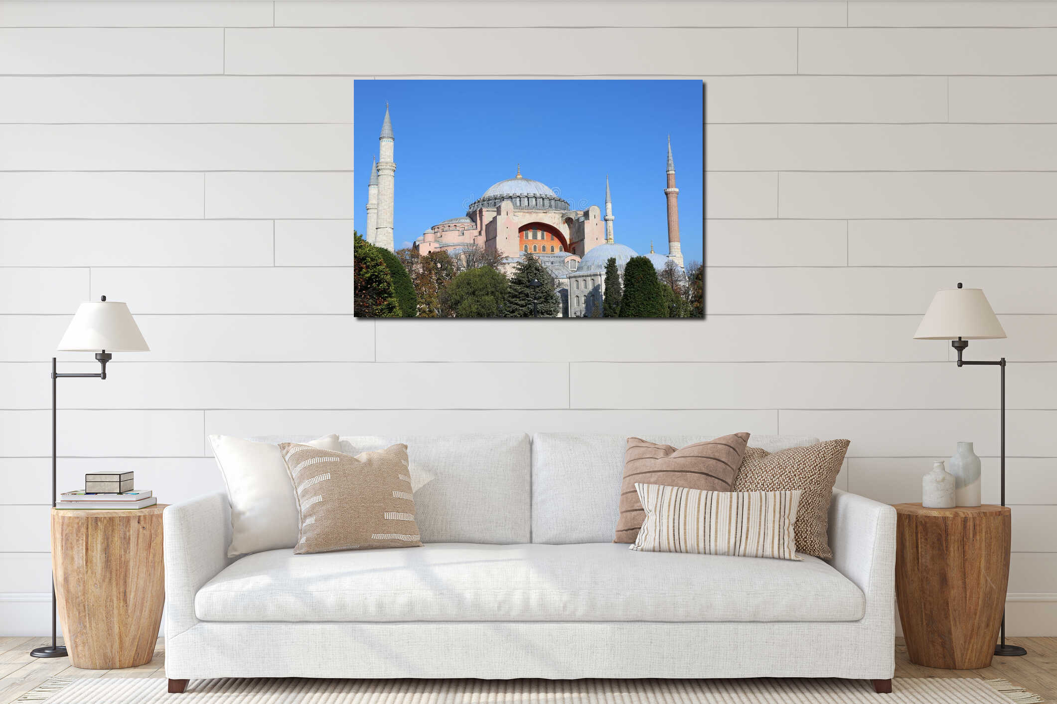 Hagia Sophia aka Ayasofya  with Trees and Blue sky in Istanbul interior mockup
