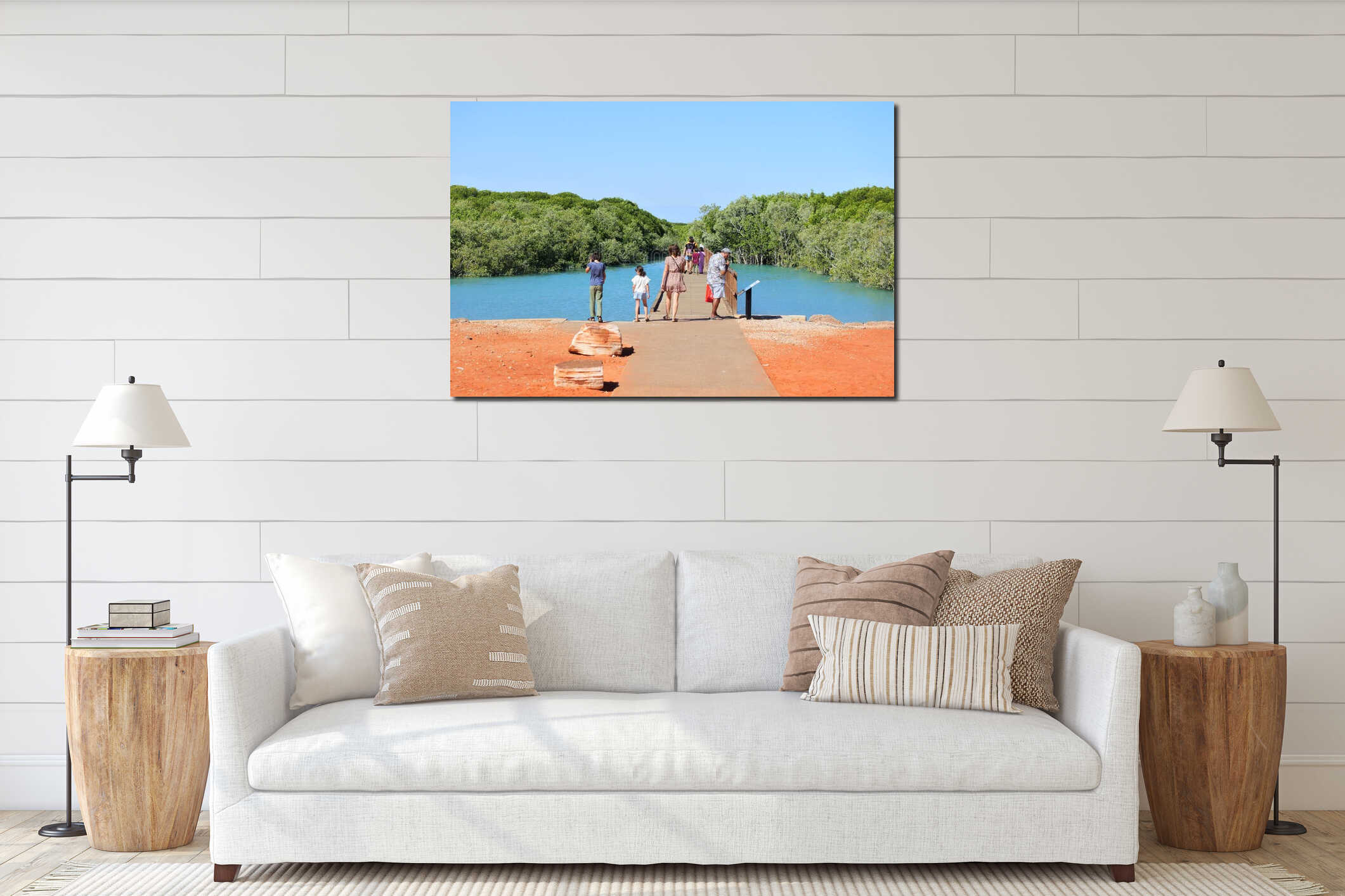 Tourist visits at Streeter`s Jetty in Broome Western Australia interior mockup