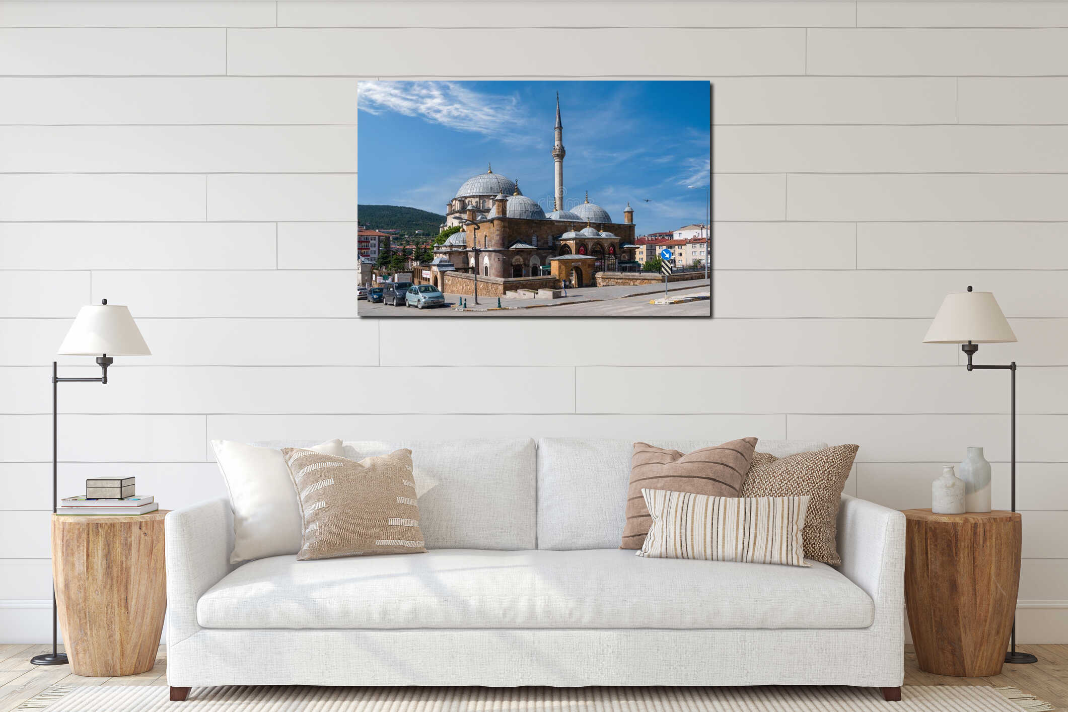 Yozgat, Turkey, July 7 2022: View of historical mosque called interior mockup