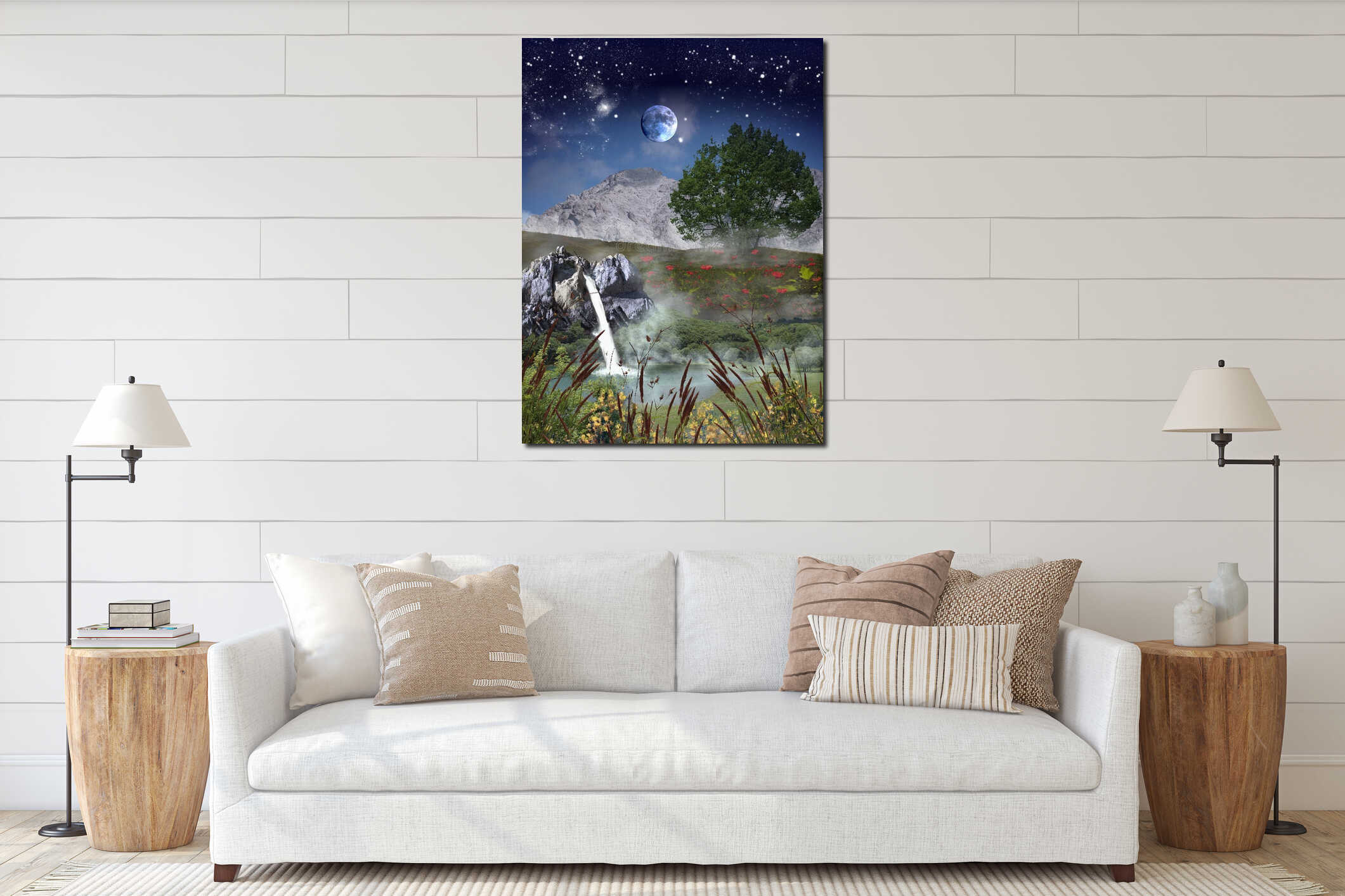 Canvas hanging interior mockup