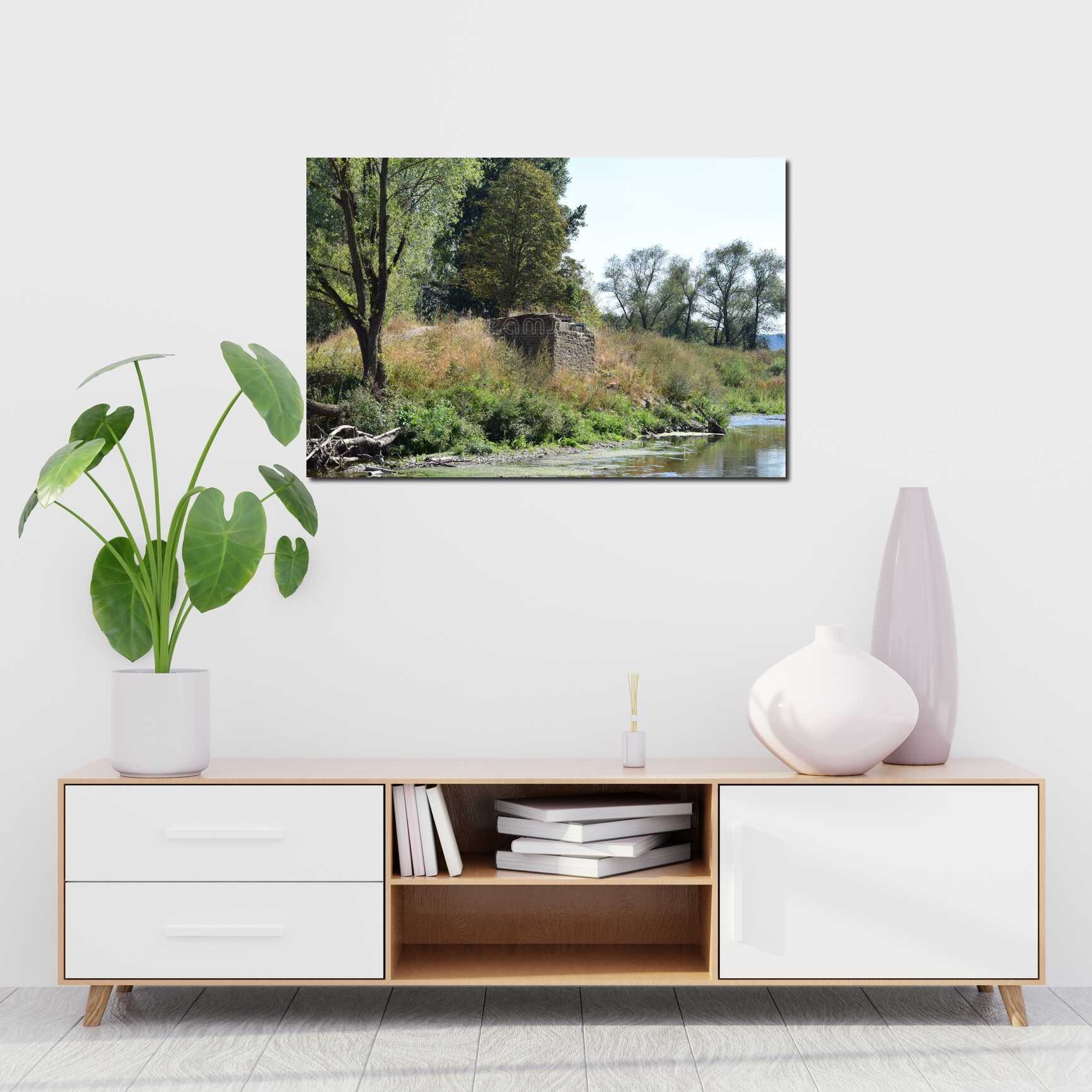 Canvas above sofa for size context