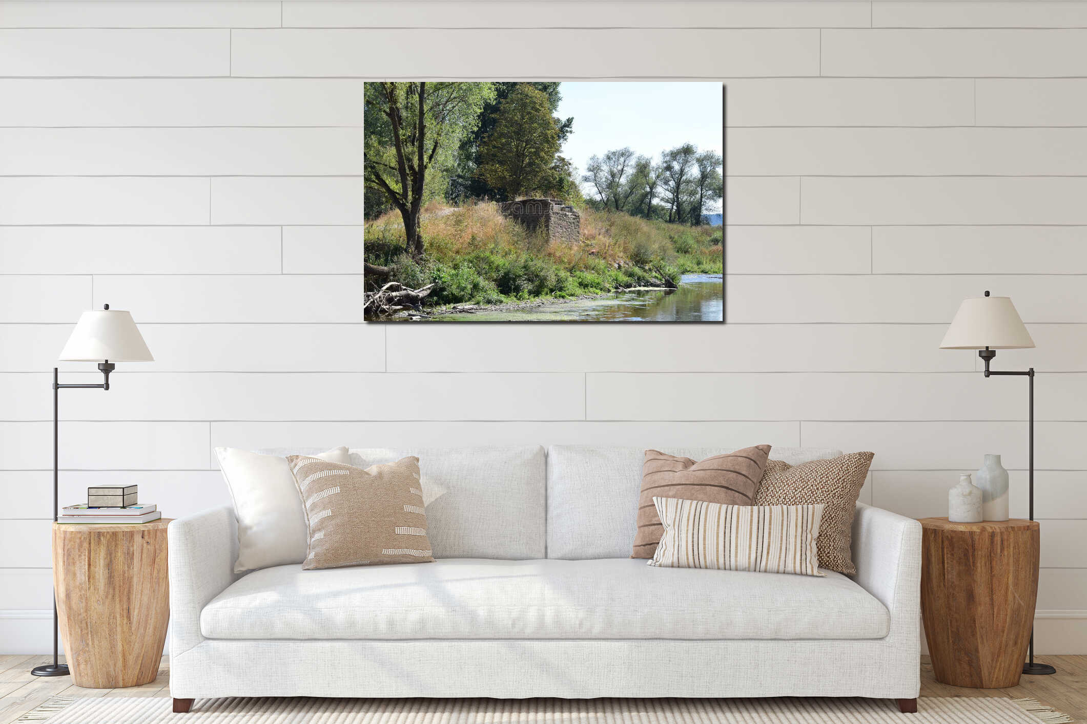 Kripp, Germany - 09 02 2022: Ahr estuary where the bridge base, all that survived the flood interior mockup