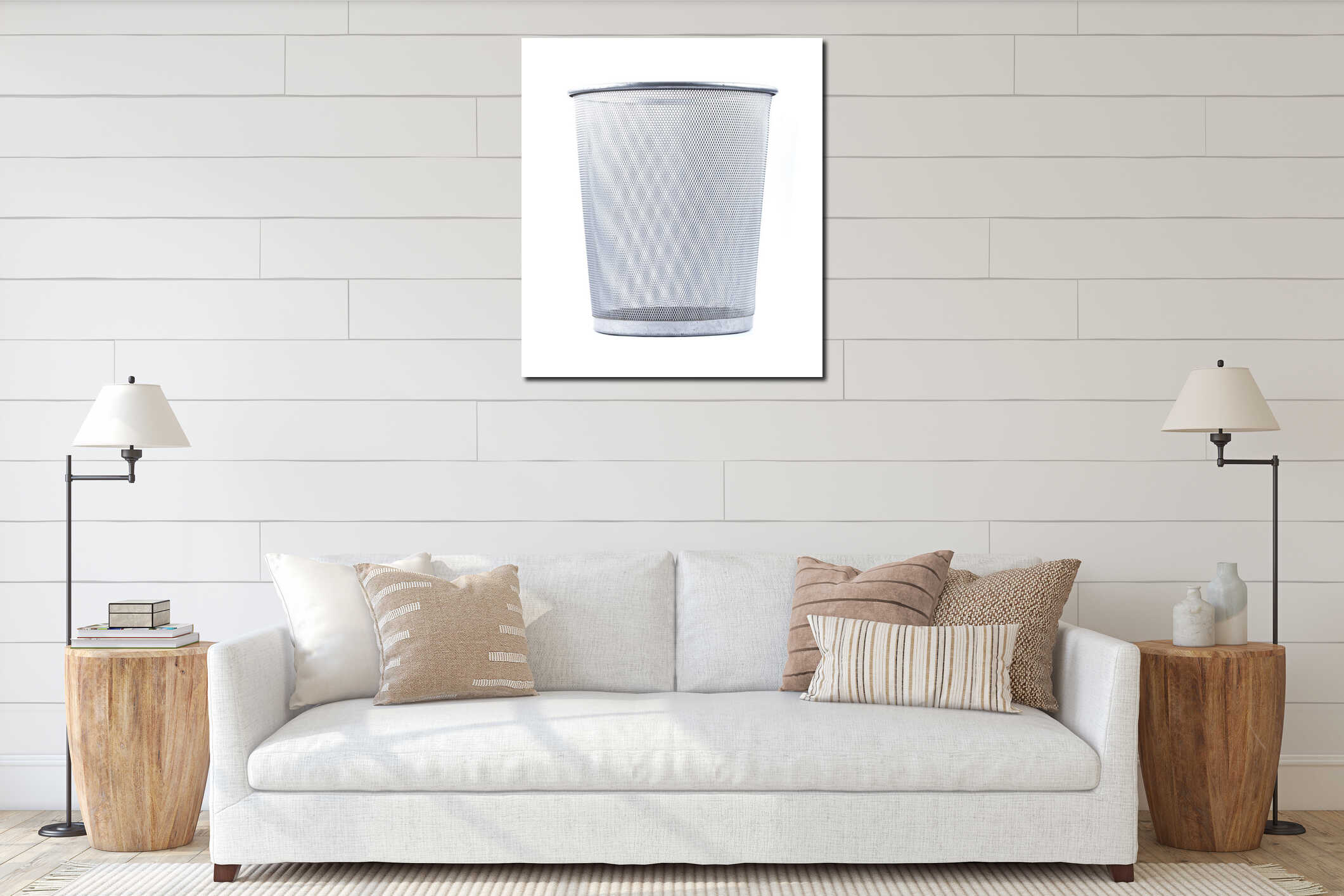 Empty wire metal bin interior mockup