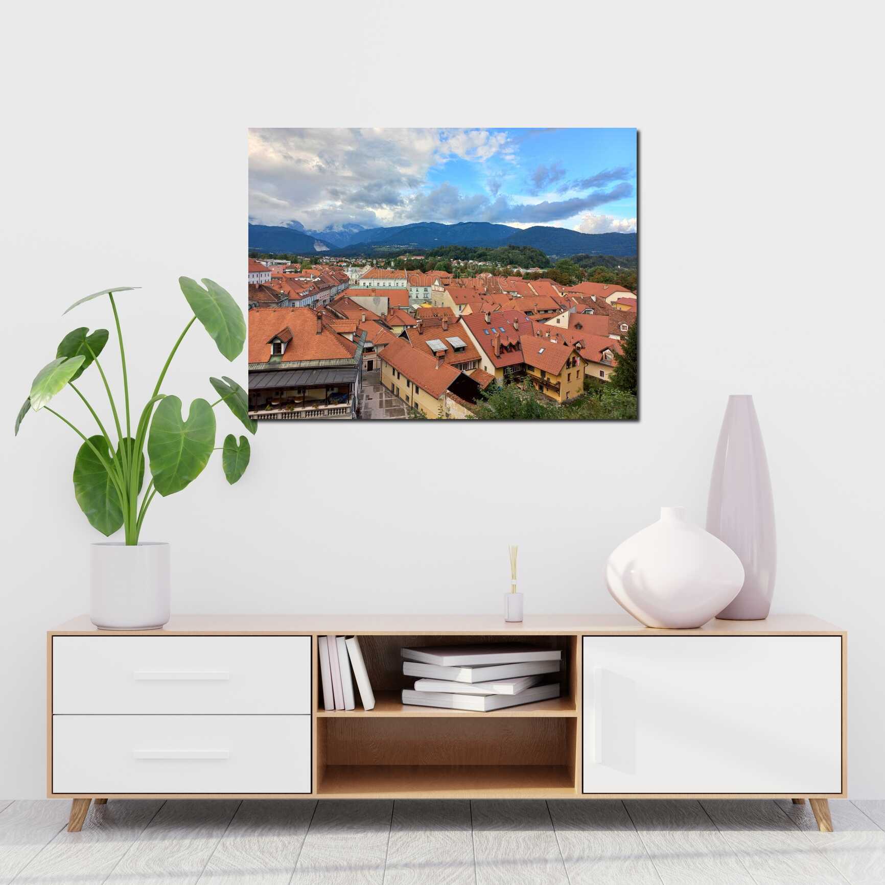 Canvas above sofa for size context