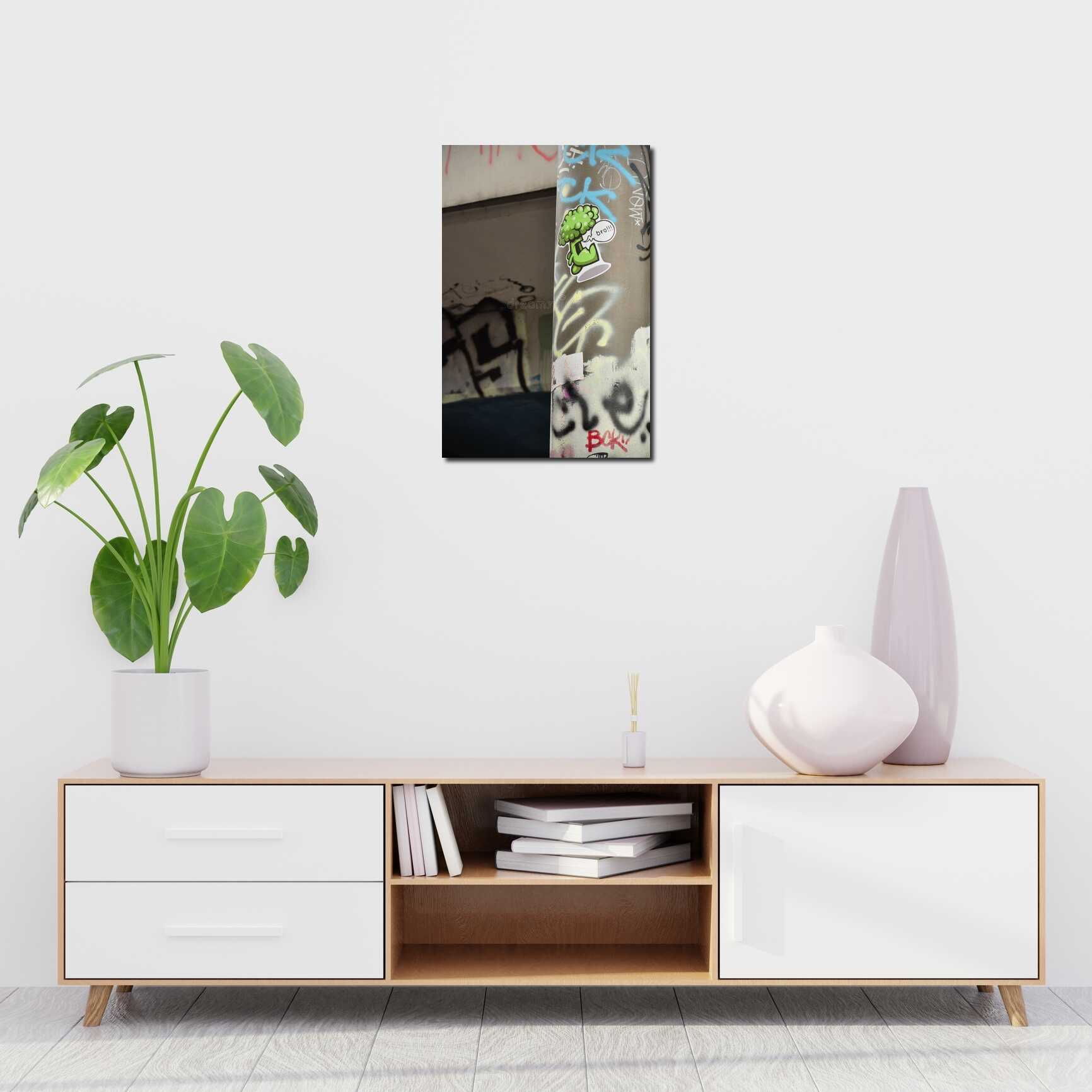 Canvas above sofa for size context