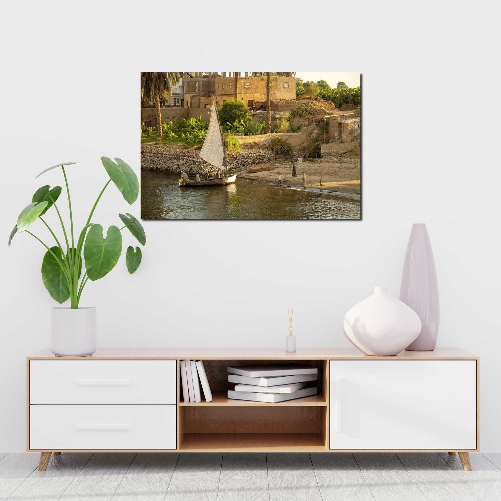 Canvas above sofa for size context