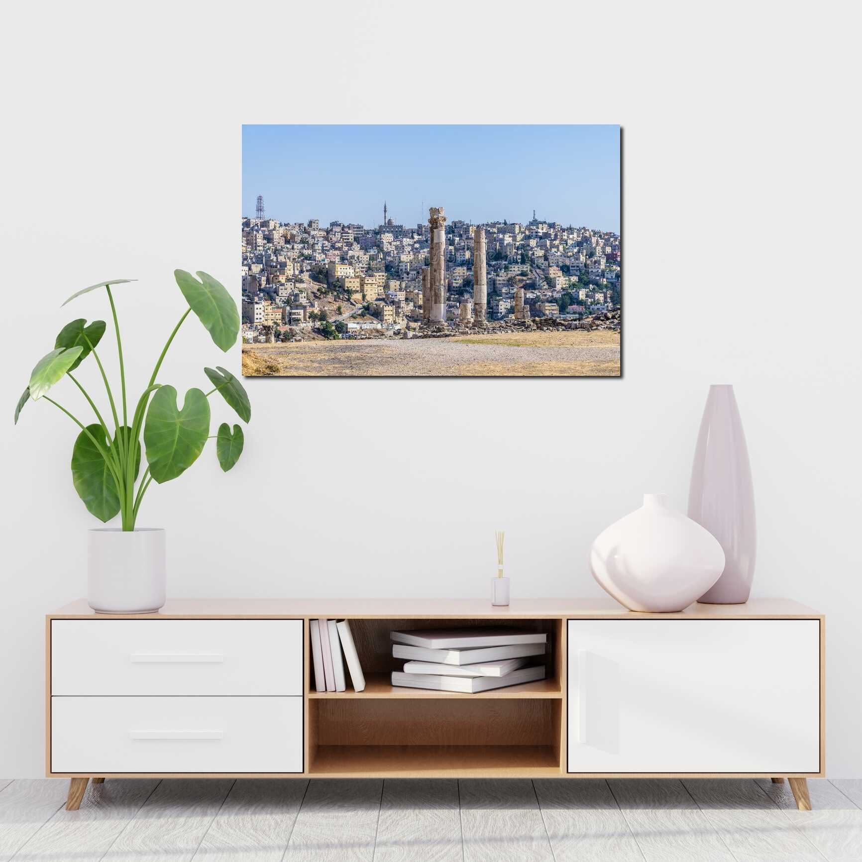 Canvas above sofa for size context