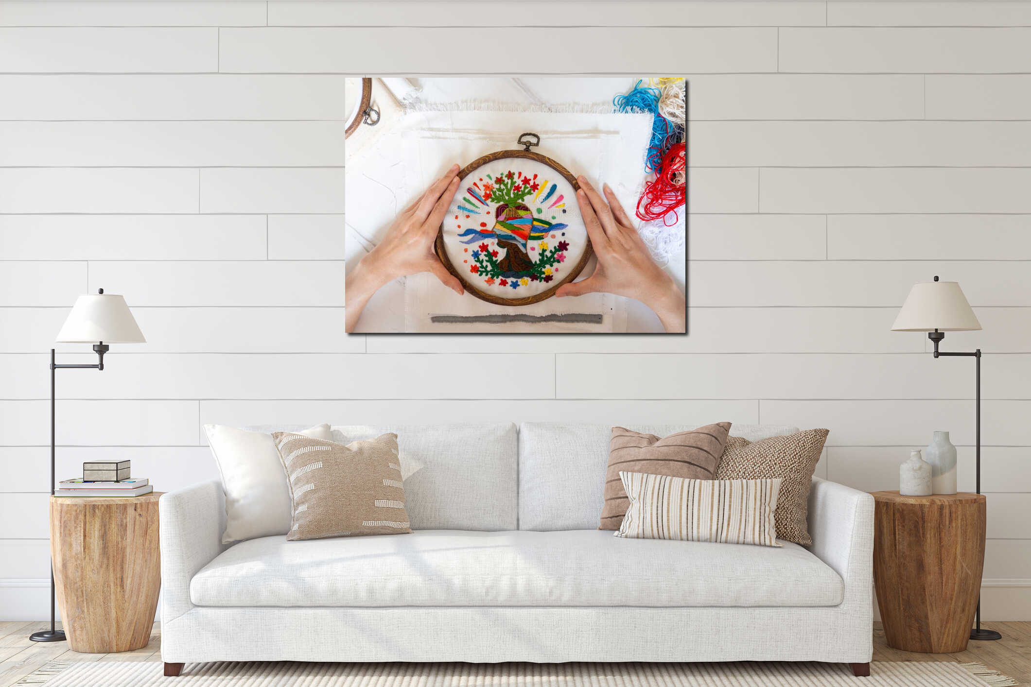 Canvas hanging interior mockup