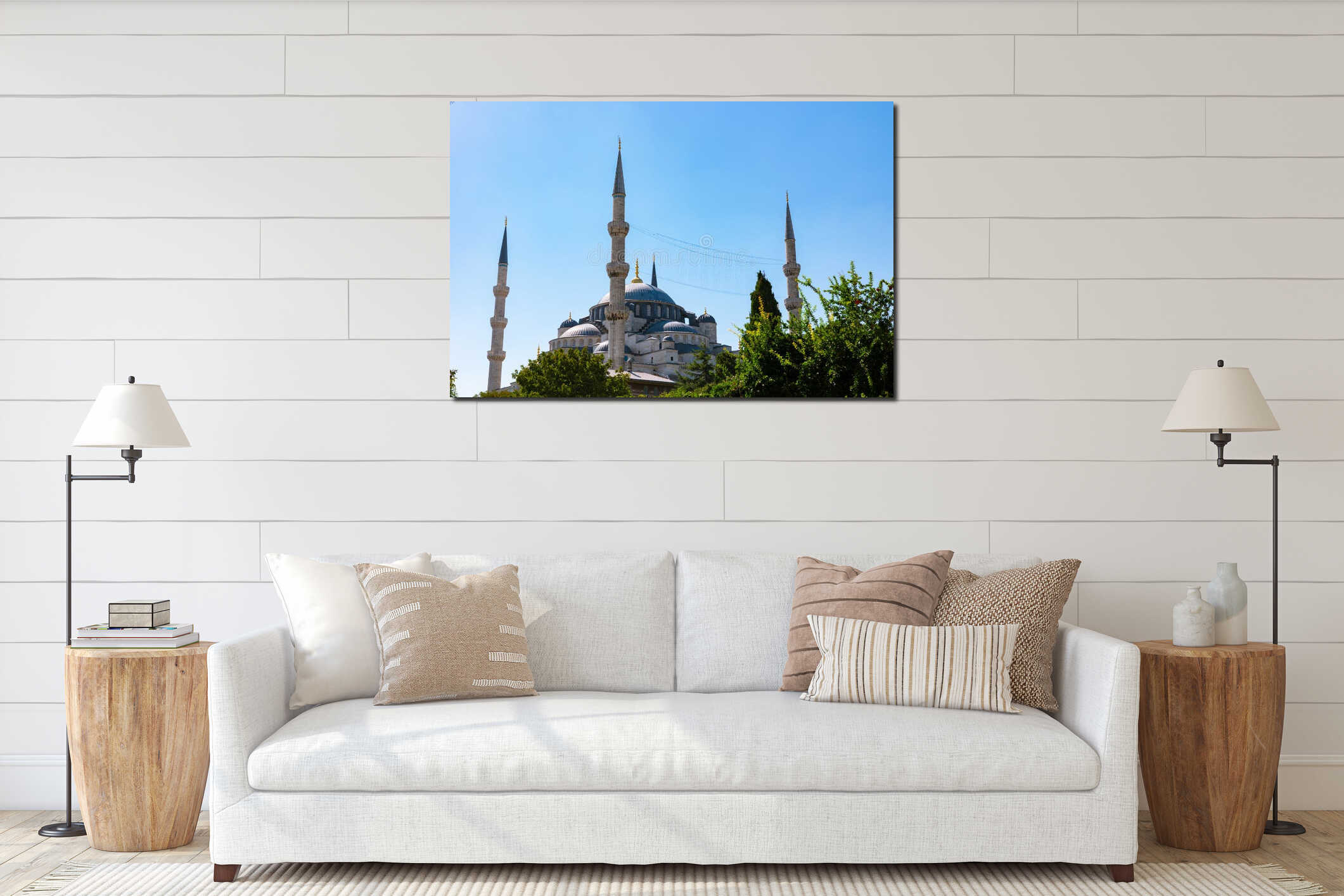 Sultanahmet Mosque aka Blue Mosque. Travel to Istanbul background photo interior mockup