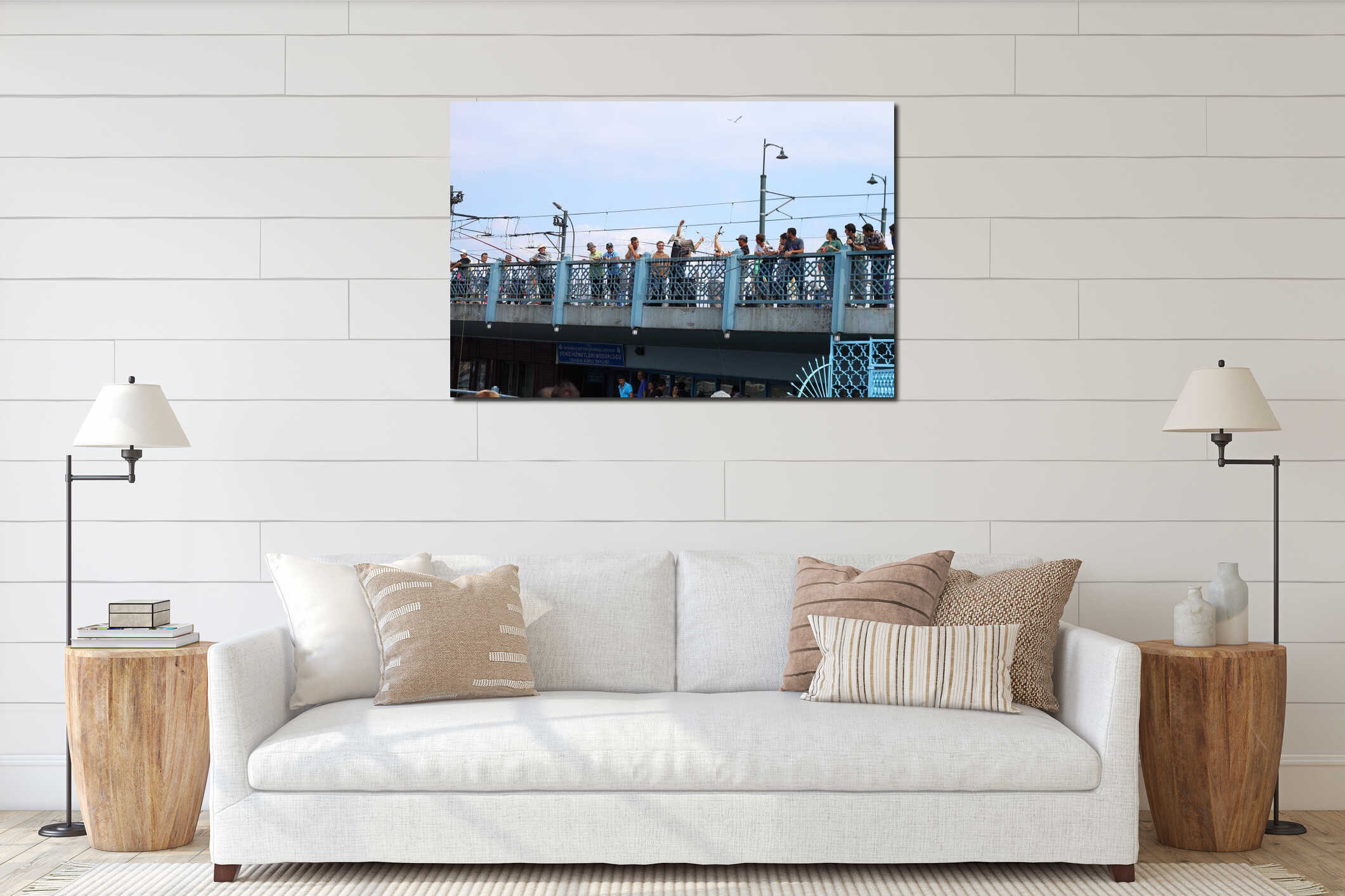 This time the seagull was hooked on the fishing line of the fishermen on the Galata Bridge. interior mockup