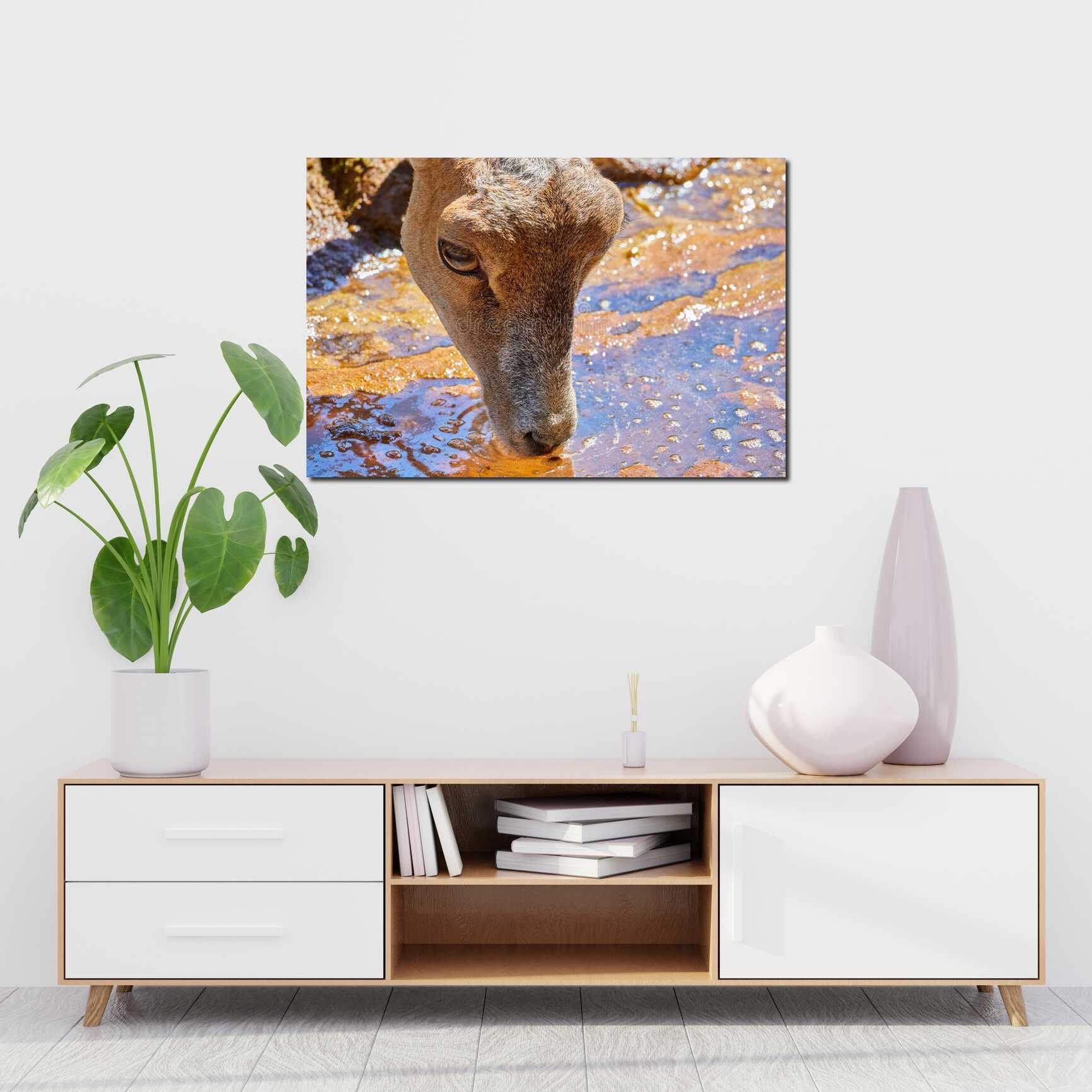 Canvas above sofa for size context