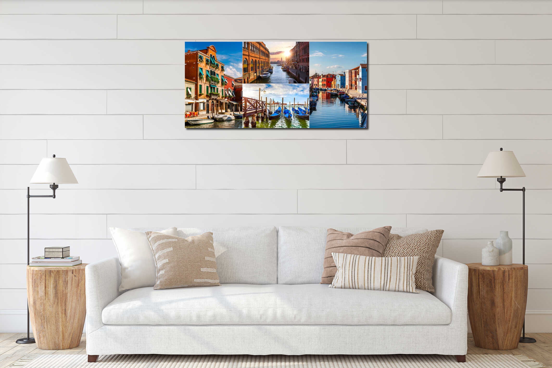 Collage set Murano island Venice Veneto Italy View at bell tower interior mockup