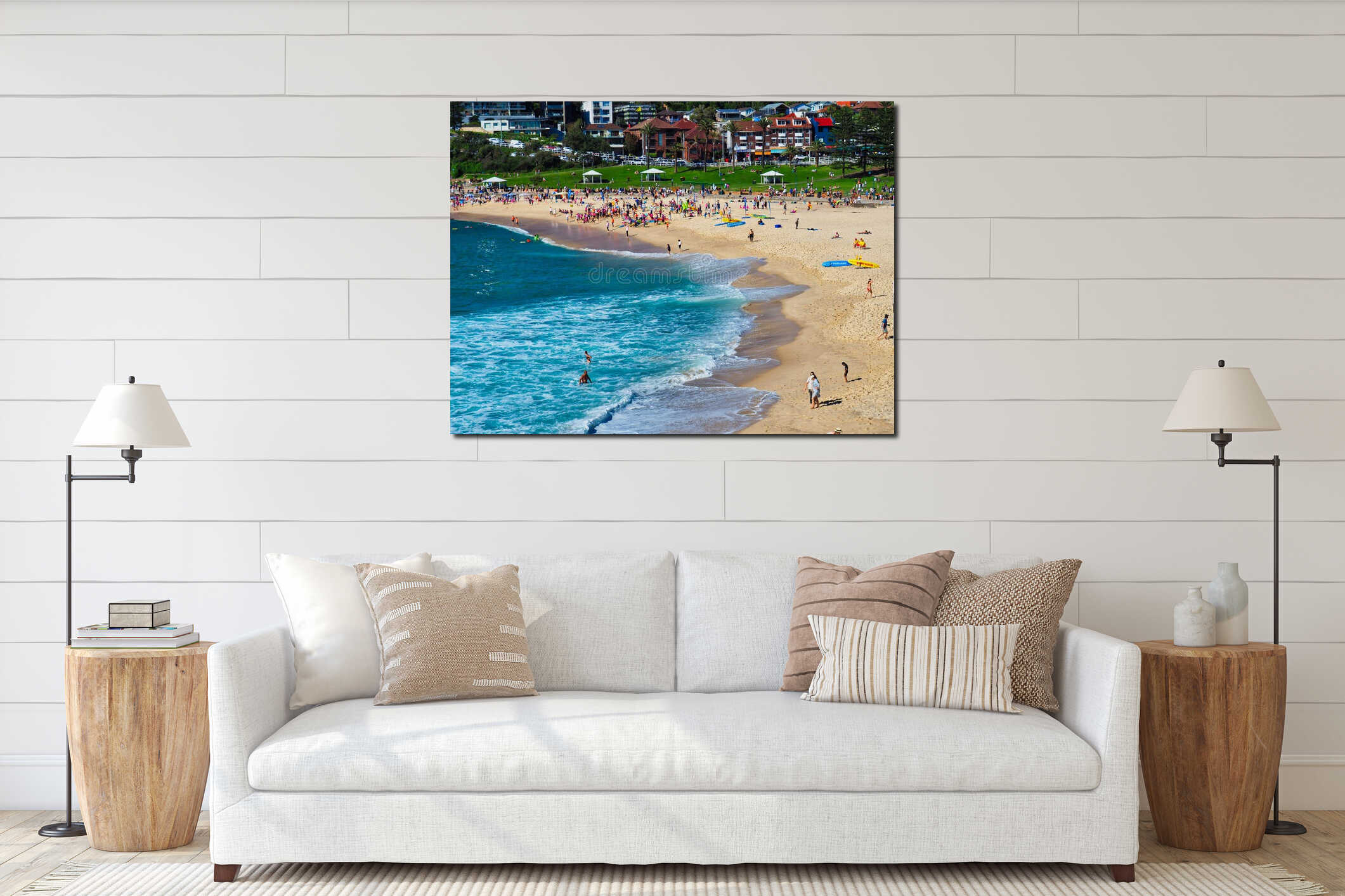 Many People on Bronte Beach, Sydney, Australia interior mockup