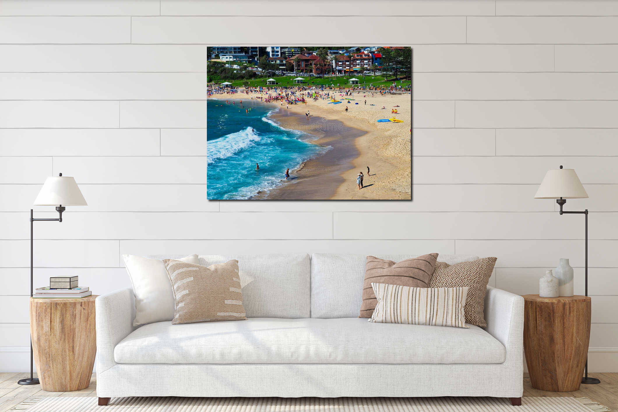 Many People on Bronte Beach, Sydney, Australia interior mockup