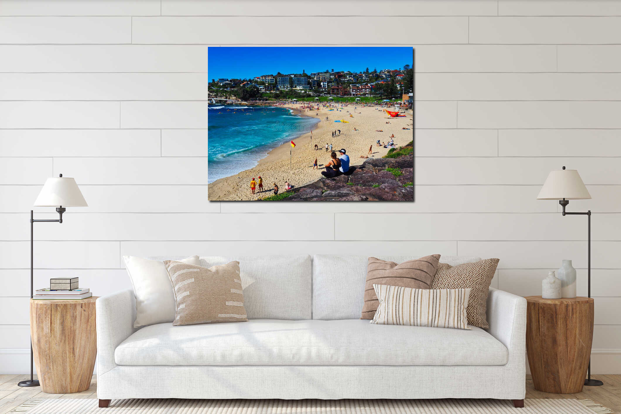Many People on Bronte Beach, Sydney, Australia interior mockup