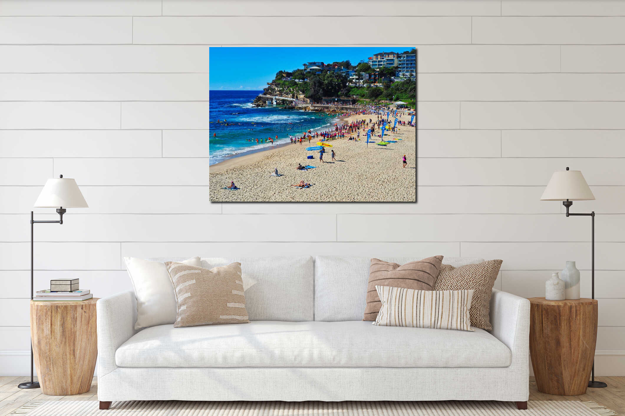 Many People on Bronte Beach, Sydney, Australia interior mockup