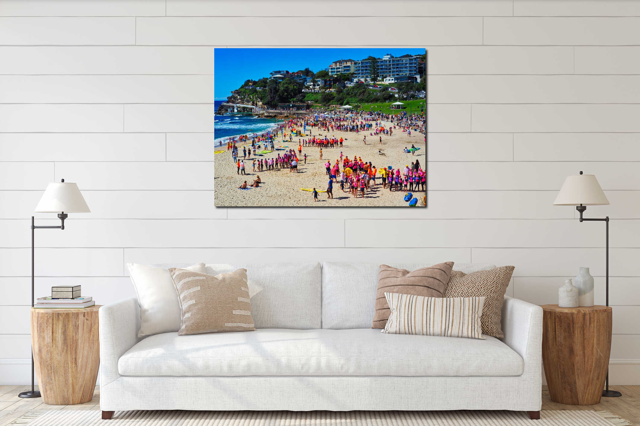 Many People on Bronte Beach, Sydney, Australia interior mockup