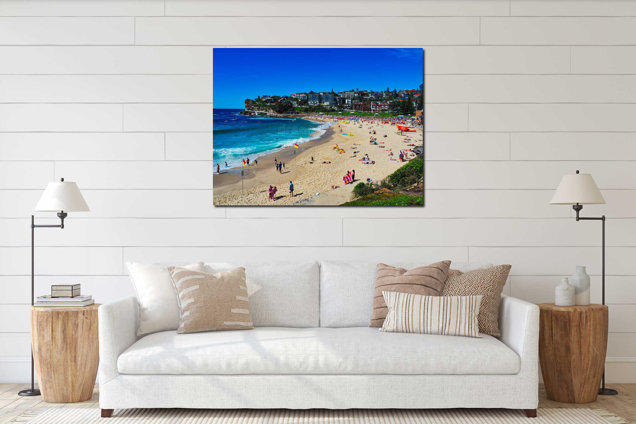 View of Yellow Sand Bronte Beach, Sydney, Australia interior mockup