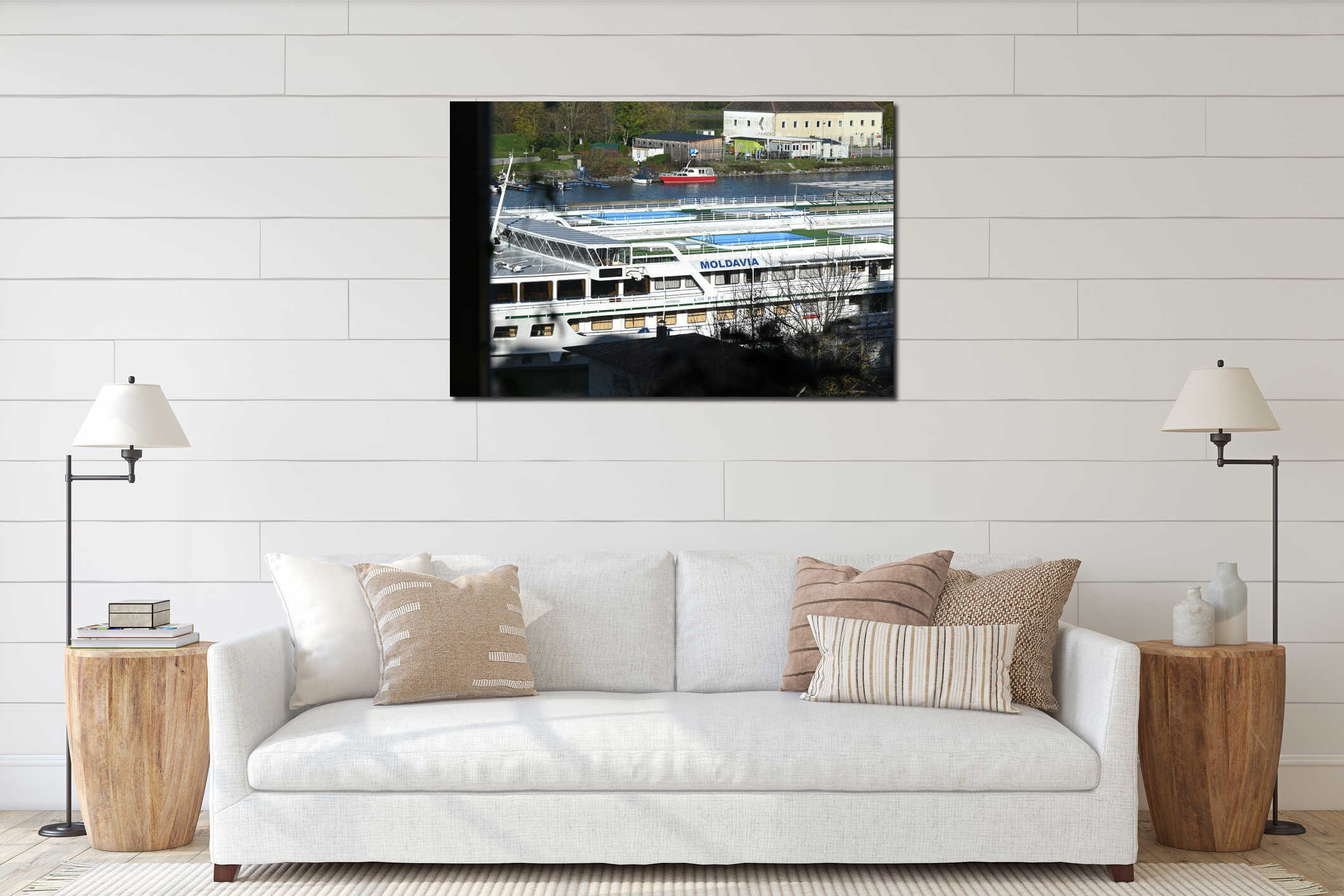 Two identical river cruise ships interior mockup