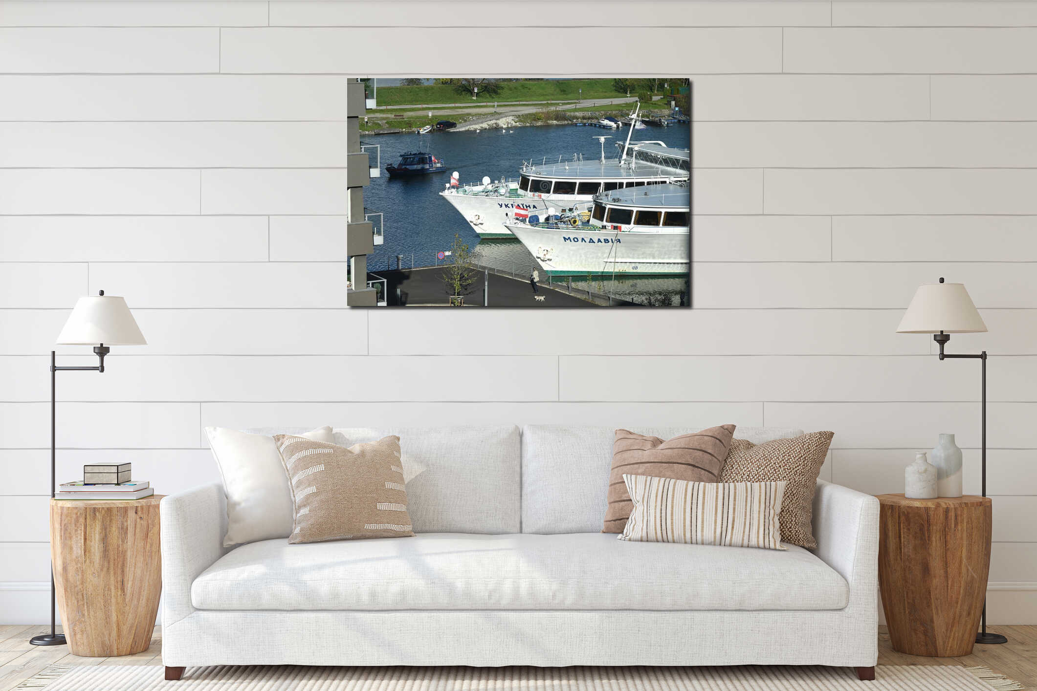 Two identical river cruise ships interior mockup