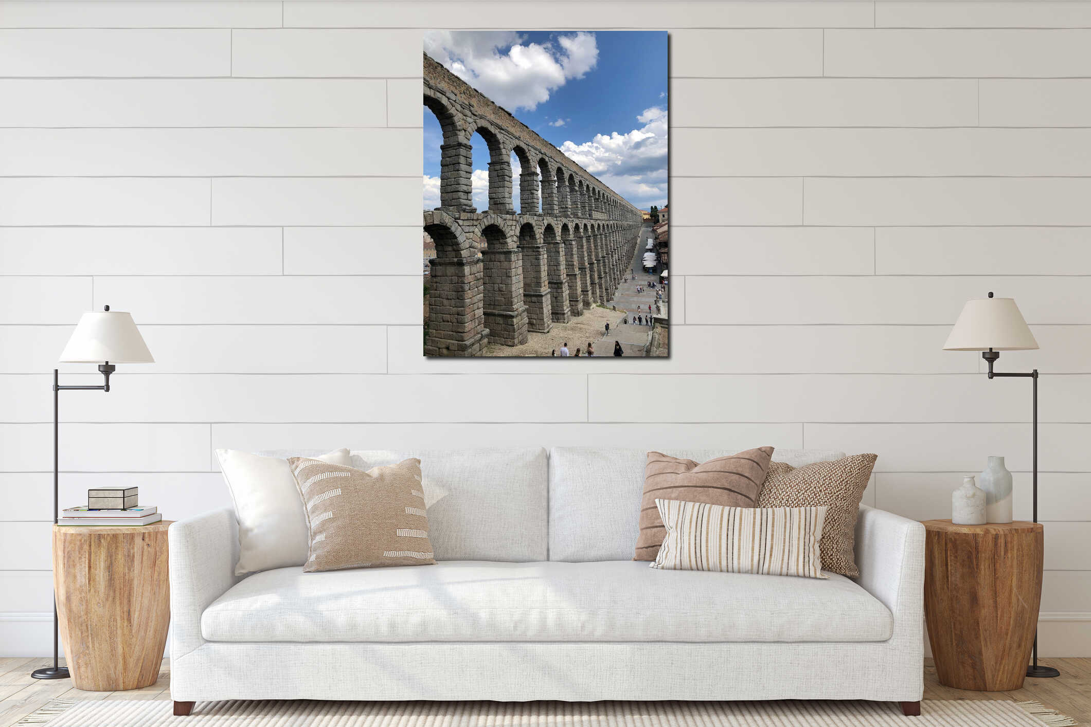 Vertical angle shot of the walls of the Aqueduct in Rome. interior mockup