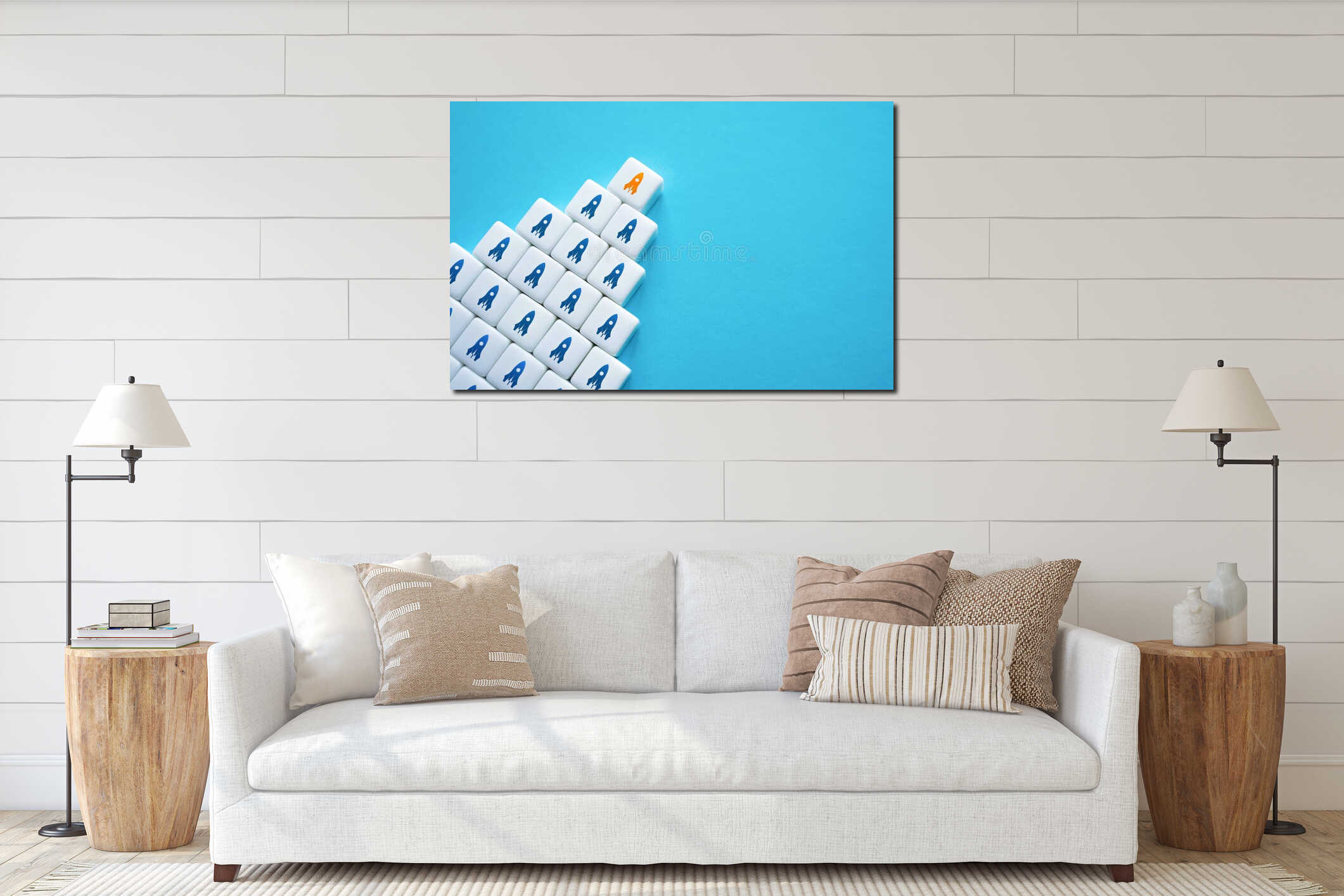 Canvas hanging interior mockup