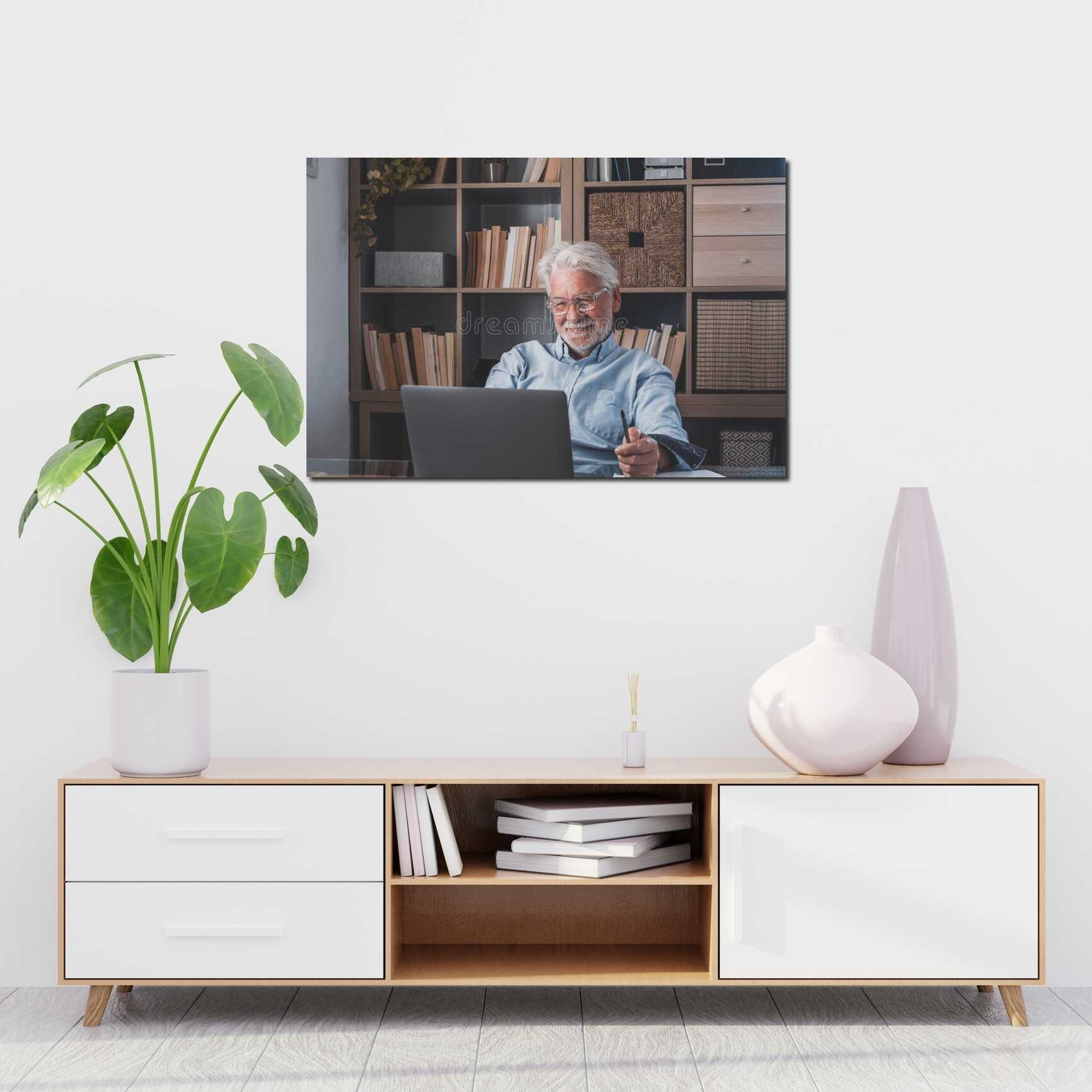 Canvas above sofa for size context