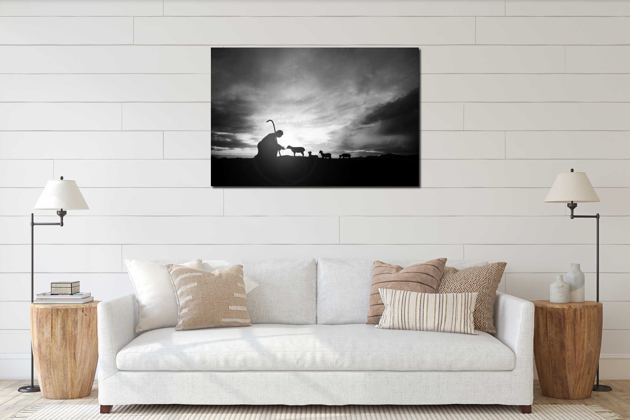 Canvas hanging interior mockup