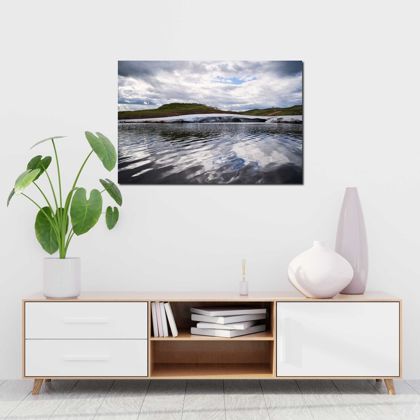 Canvas above sofa for size context