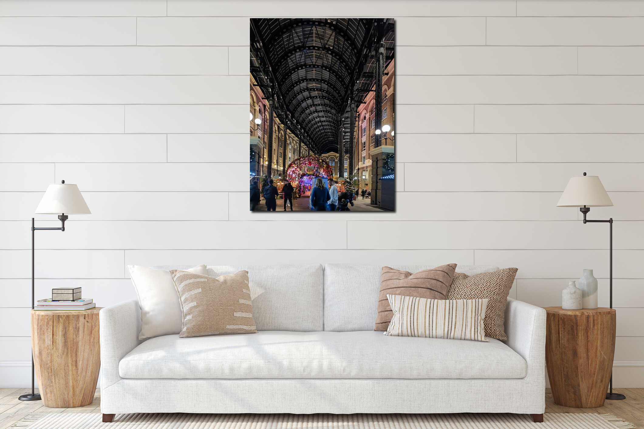 London, UK - November 23, 2022: Entrance to Hay`s Galleria interior mockup