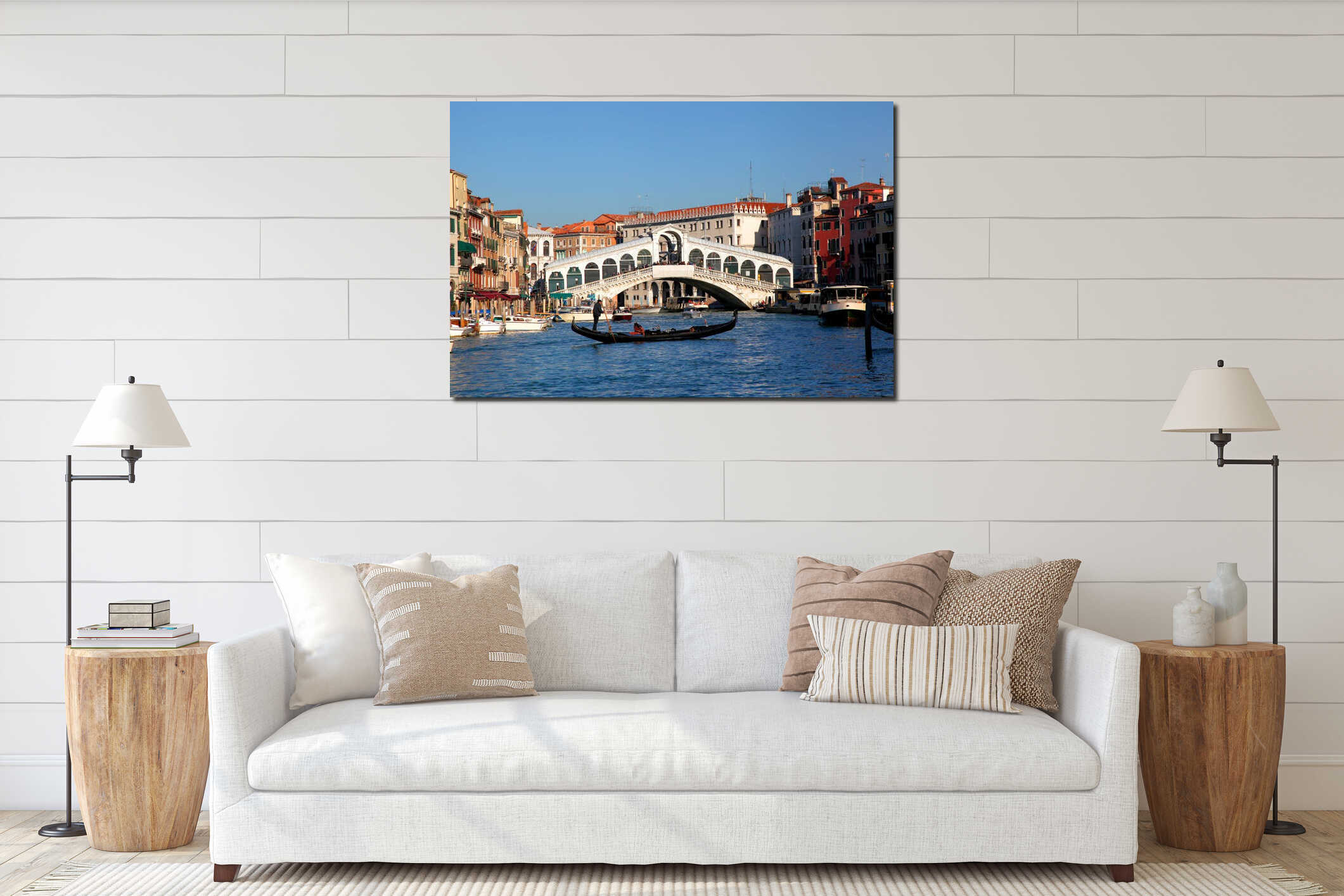 Venice, Grand canal with gondolas interior mockup