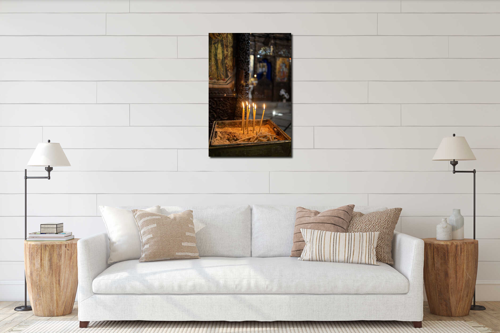 Canvas hanging interior mockup