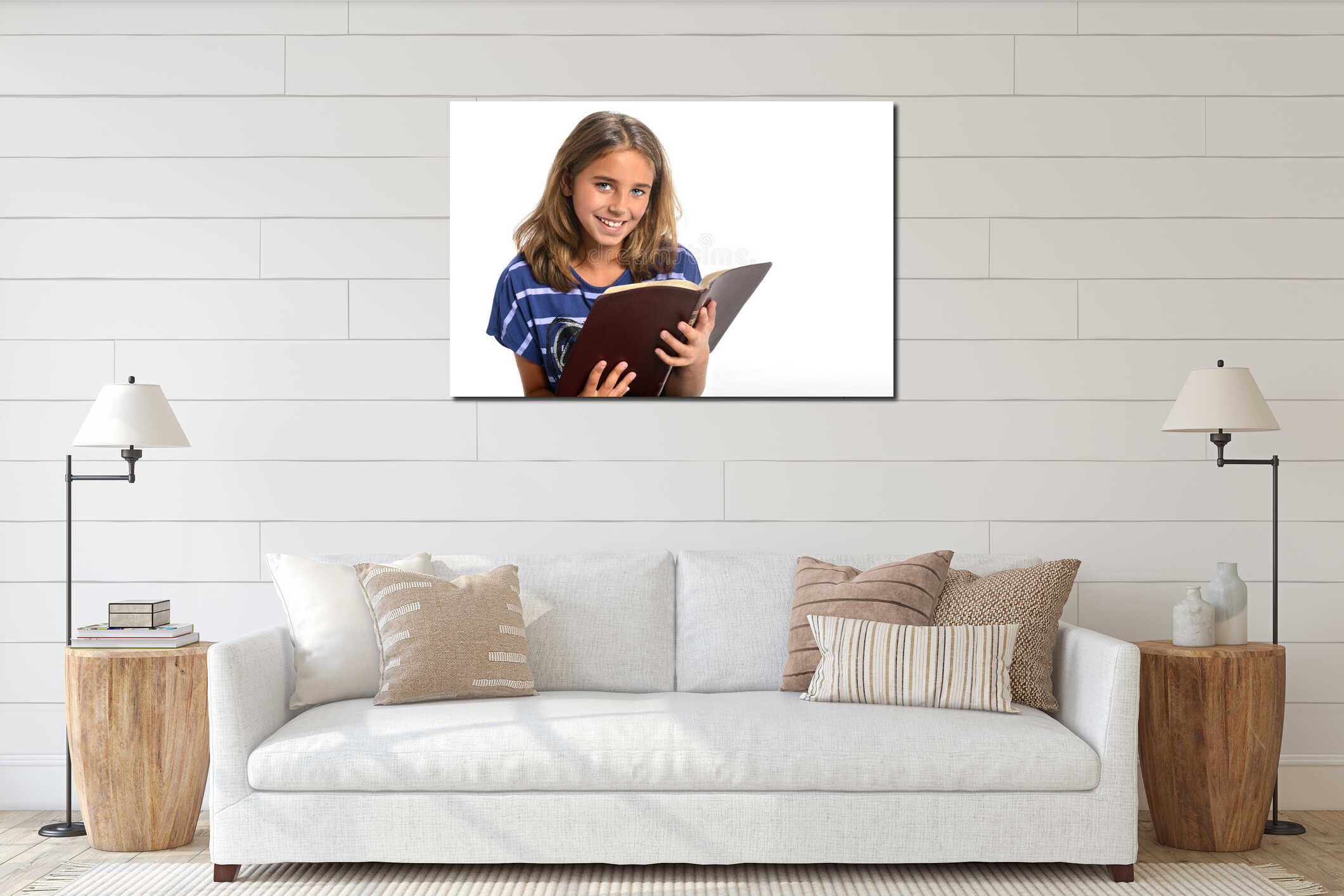 Young Girl Holding Bible interior mockup