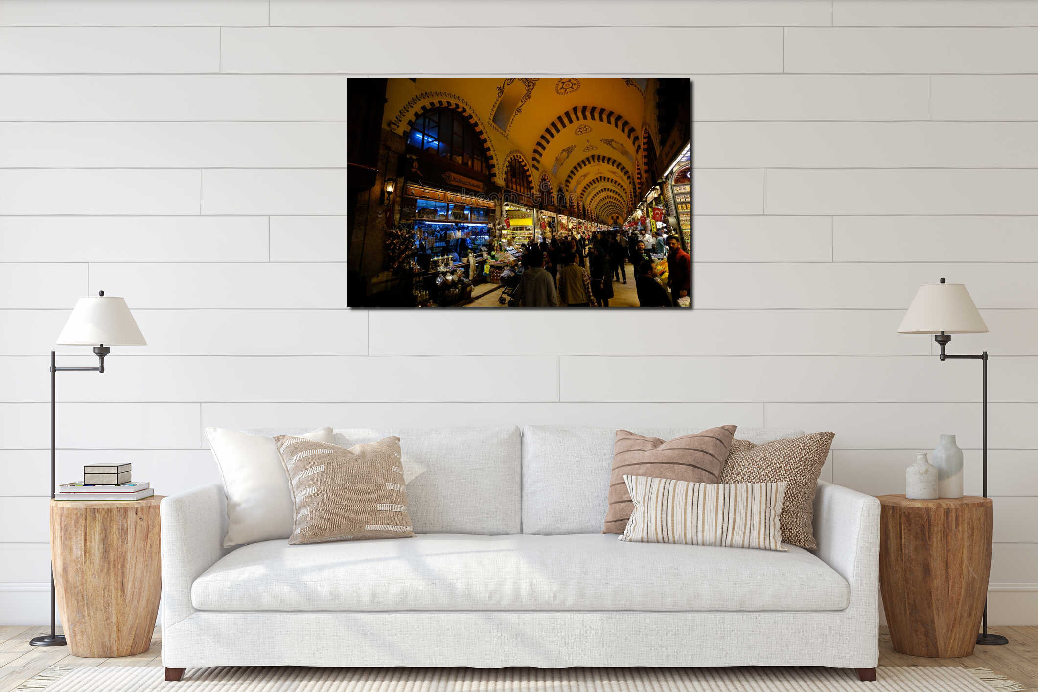 Istanbul Turkey misir carsisi and people, carsi bazar. interior mockup