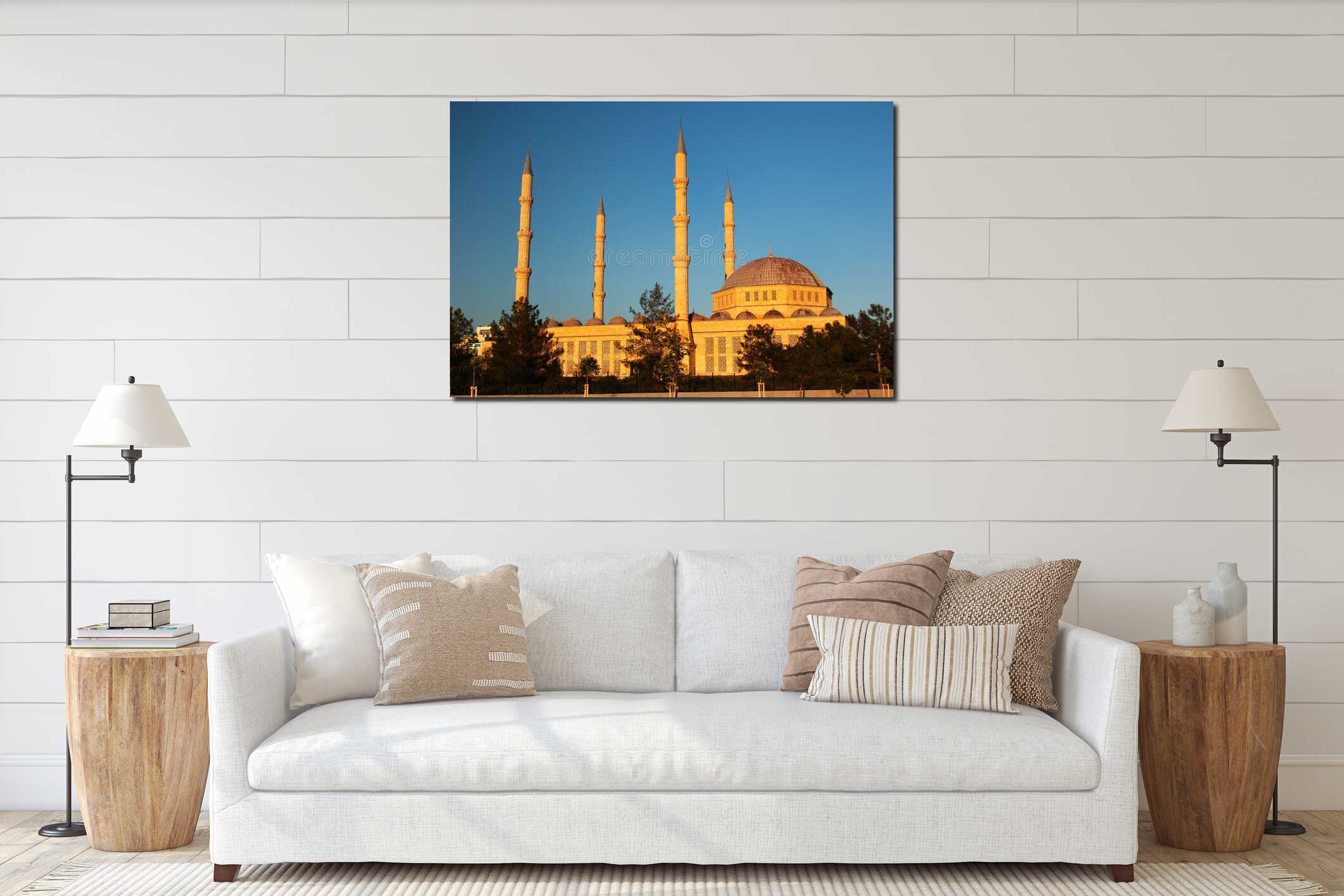 Great Mosque of Mediterranean Akdeniz University, established in 1982 in Antalya, Turkey interior mockup