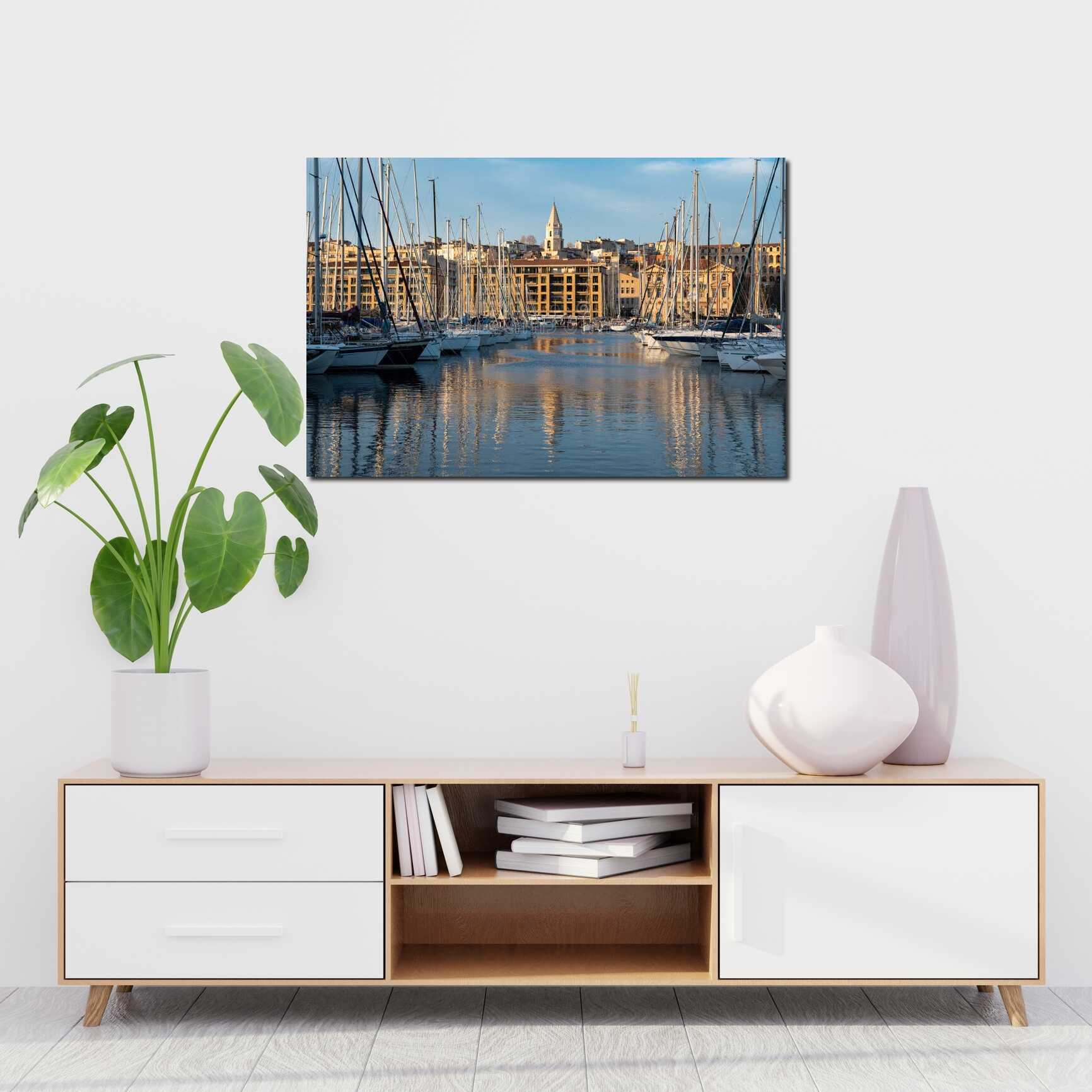 Canvas above sofa for size context