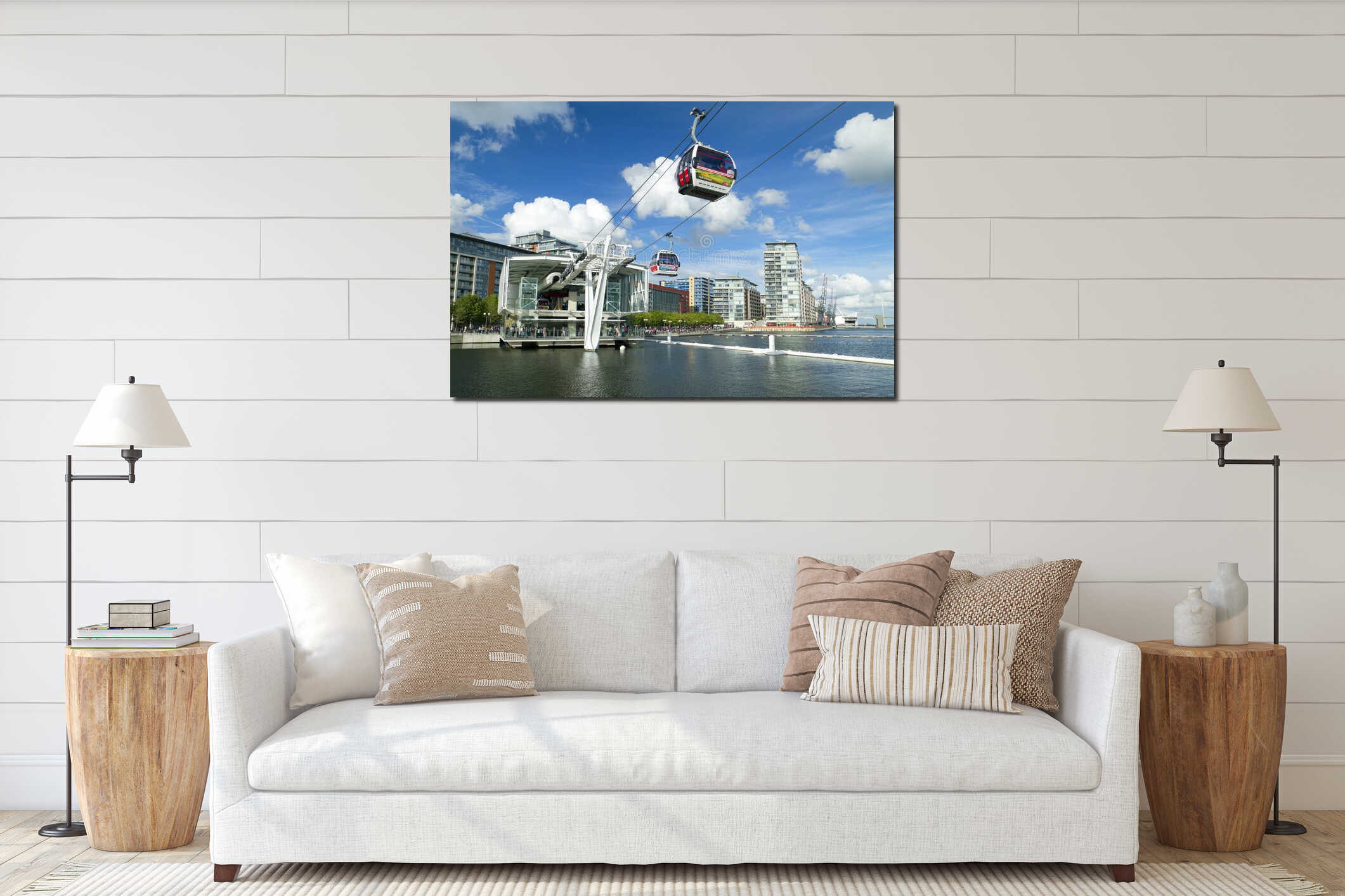 Visitors travel on the Emirates cable car interior mockup