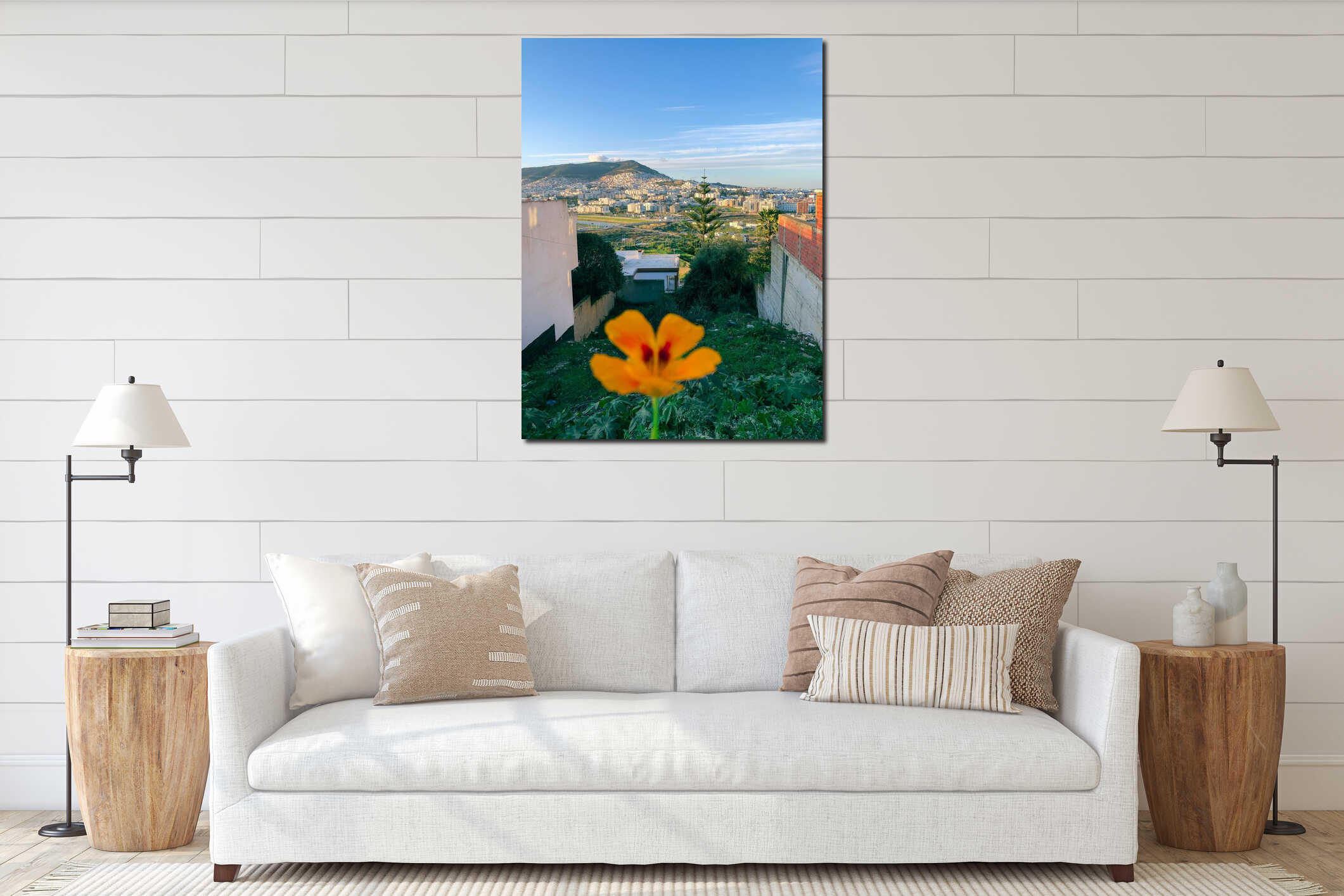 Cool morning in the city exploring the natural beauty of urban life interior mockup