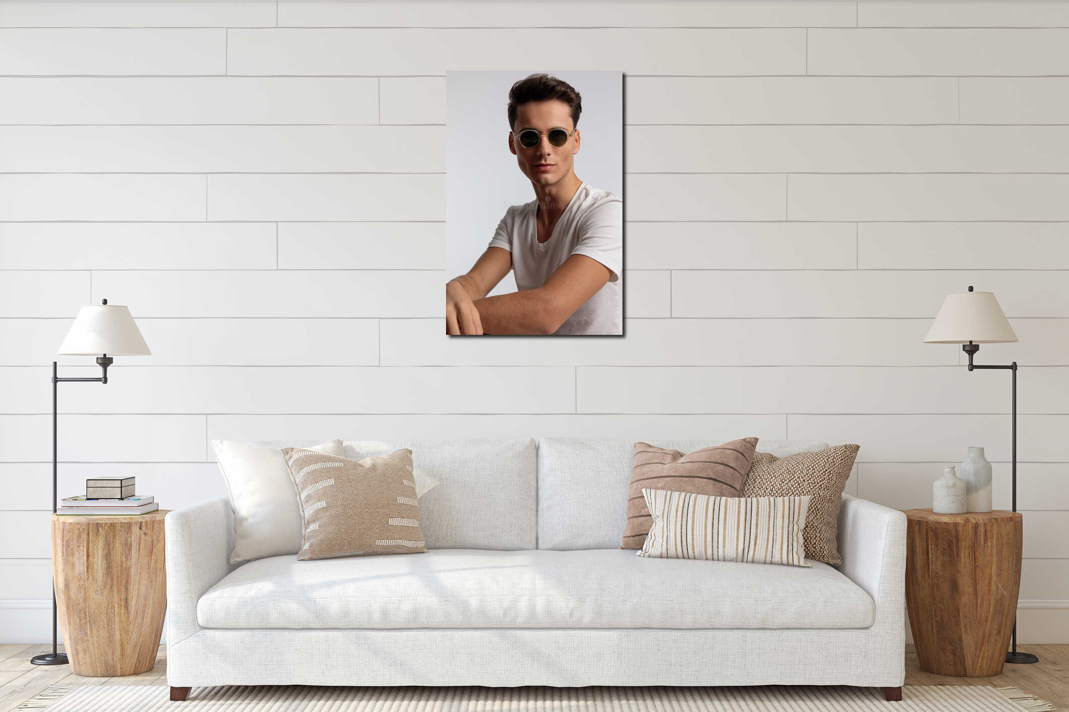 Casual man rocking a pair of sunglasses interior mockup