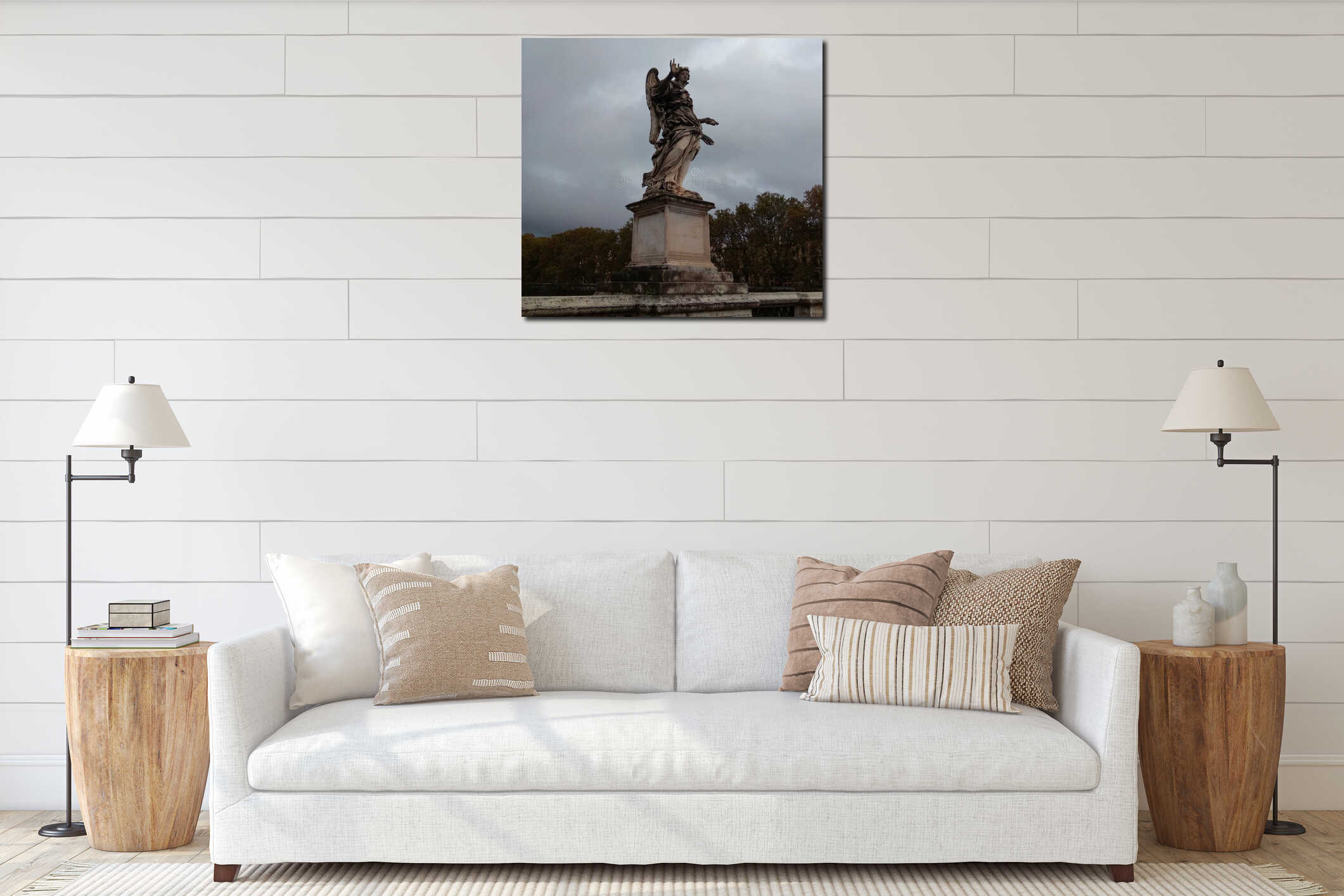 Italy, Rome, Aelian Bridge (Ponte Sant'Angelo), statue Angel with the Nails interior mockup