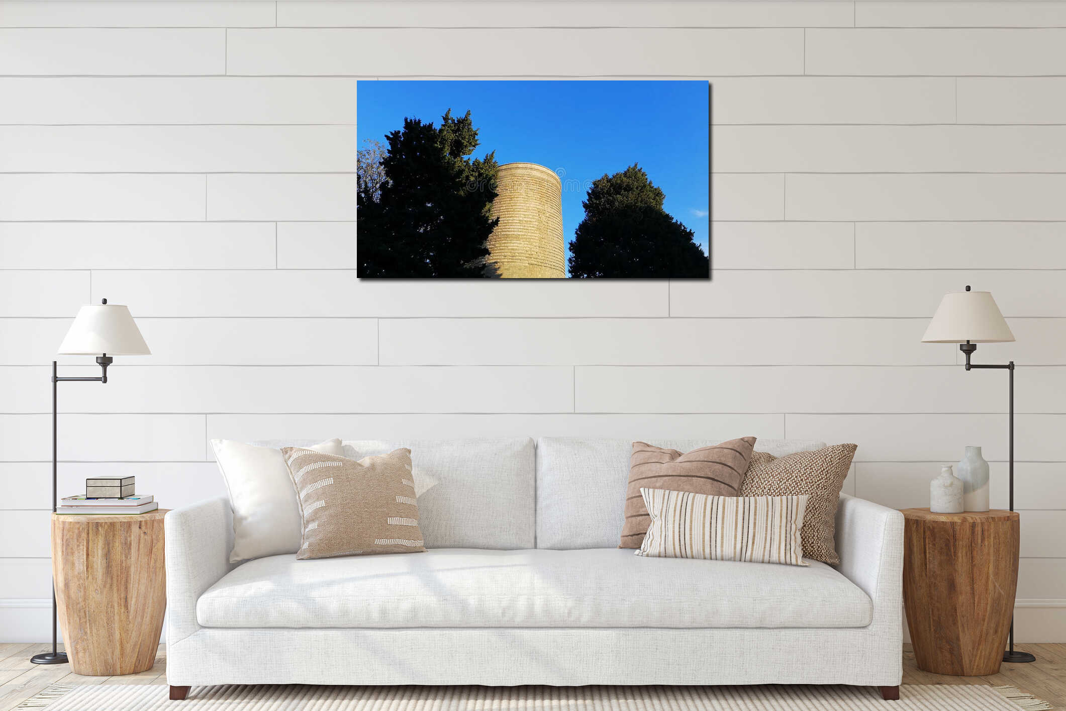 The Maiden Tower is the oldest structure in old walled city of Baku, Azerbaijan interior mockup