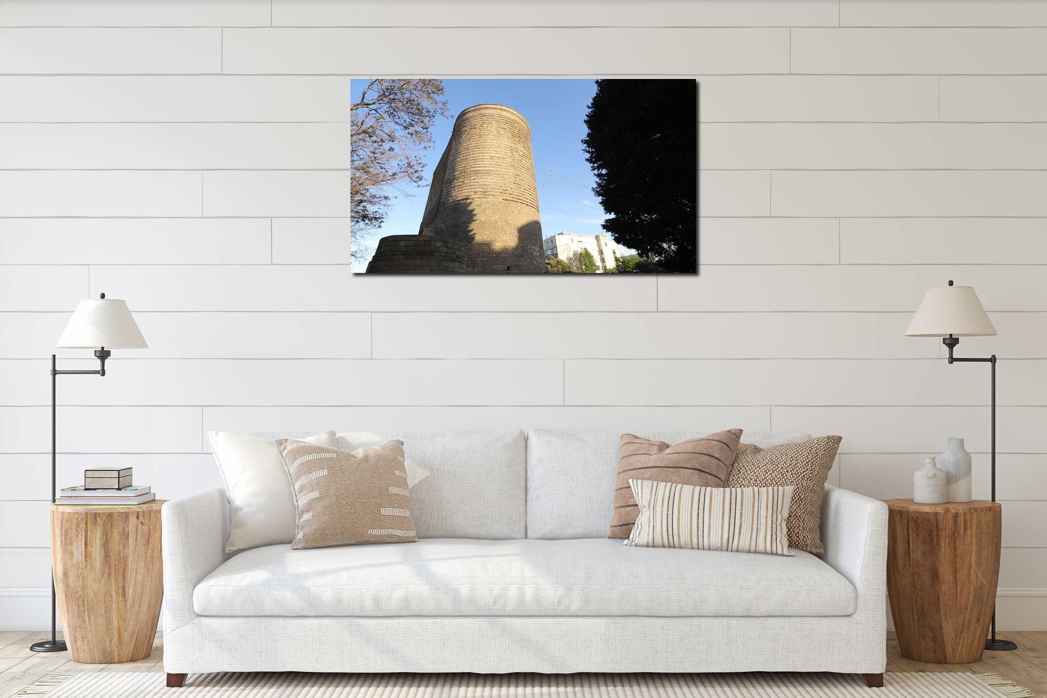 The Maiden Tower is the oldest structure in old walled city of Baku, Azerbaijan interior mockup