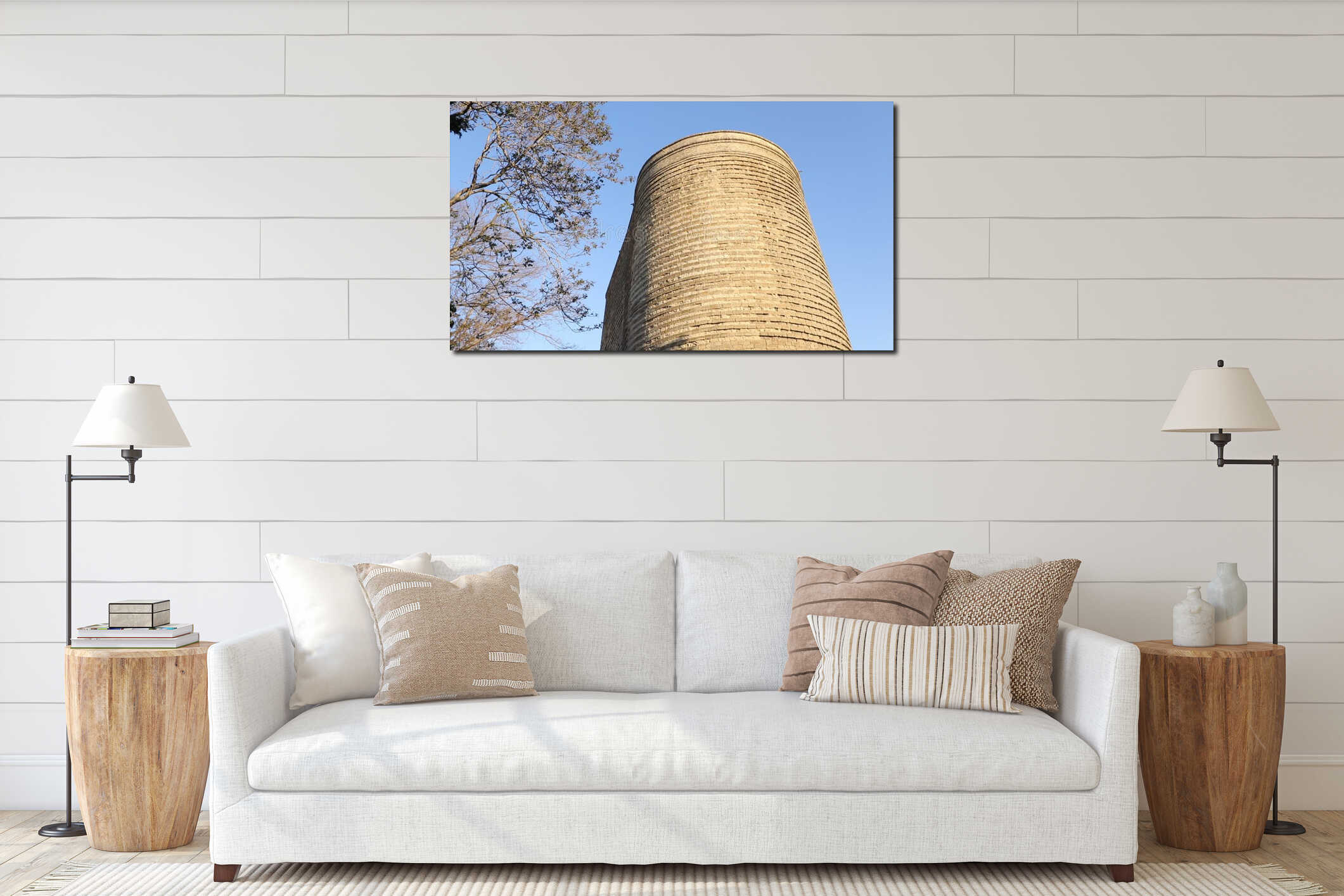 The Maiden Tower is the oldest structure in old walled city of Baku, Azerbaijan interior mockup