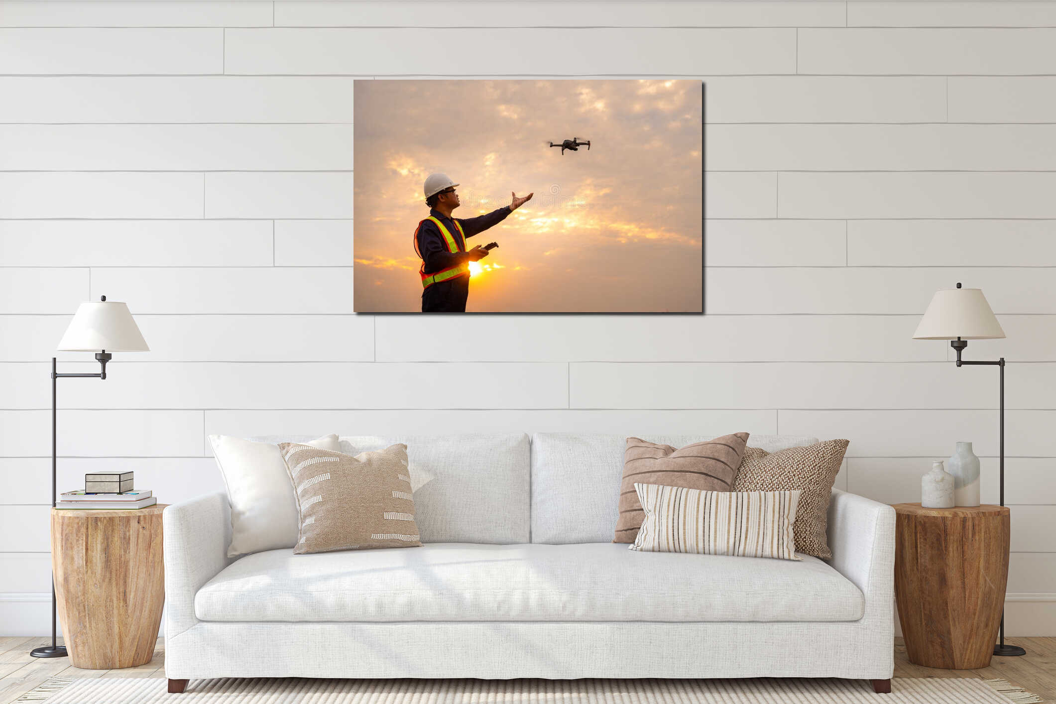 Canvas hanging interior mockup
