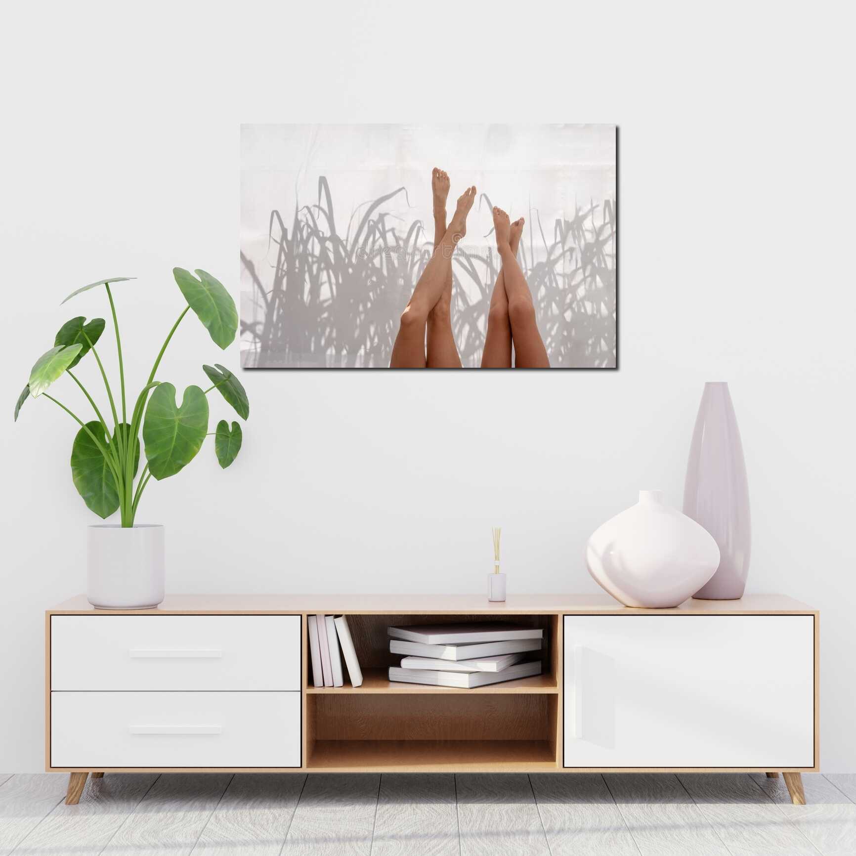 Canvas above sofa for size context