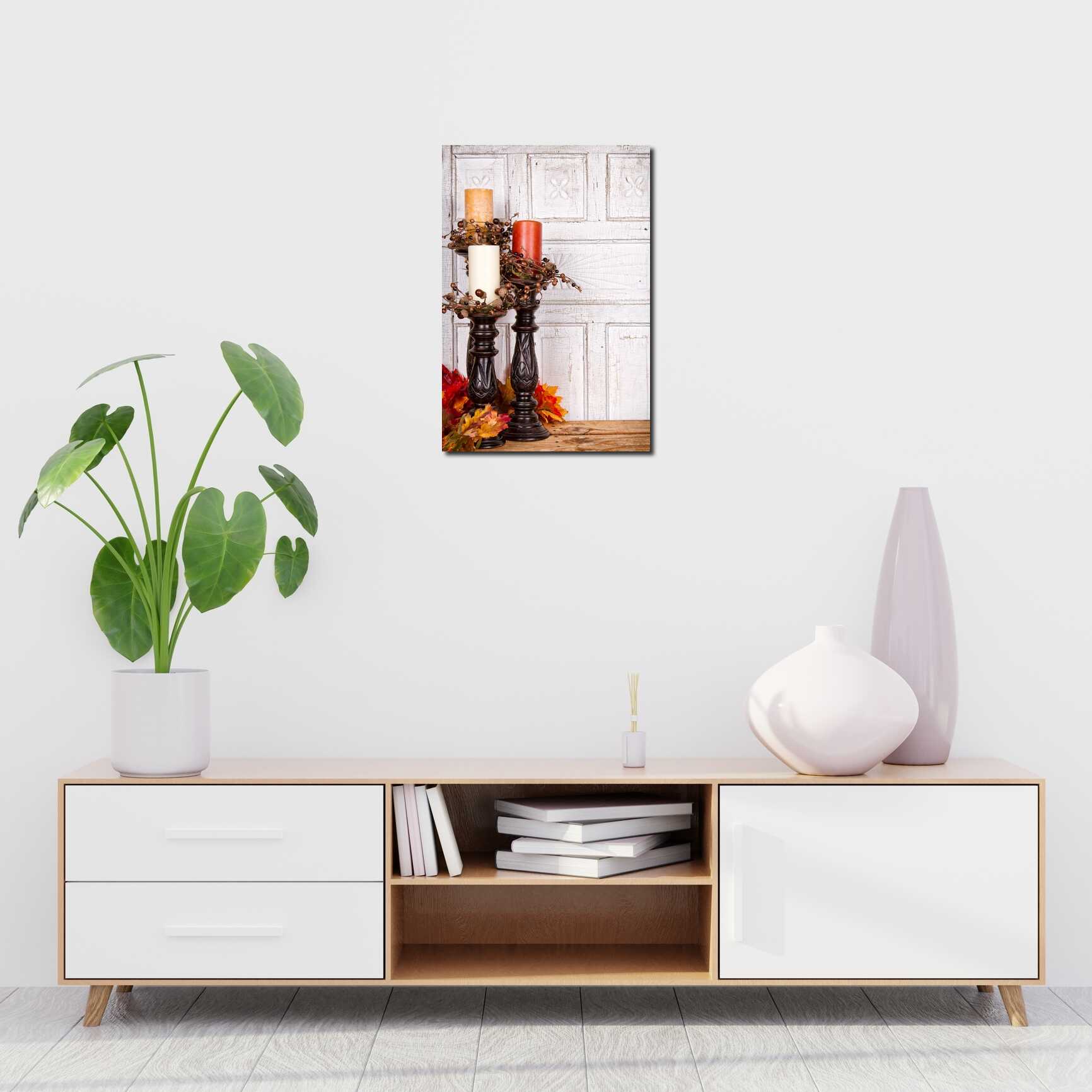 Canvas above sofa for size context