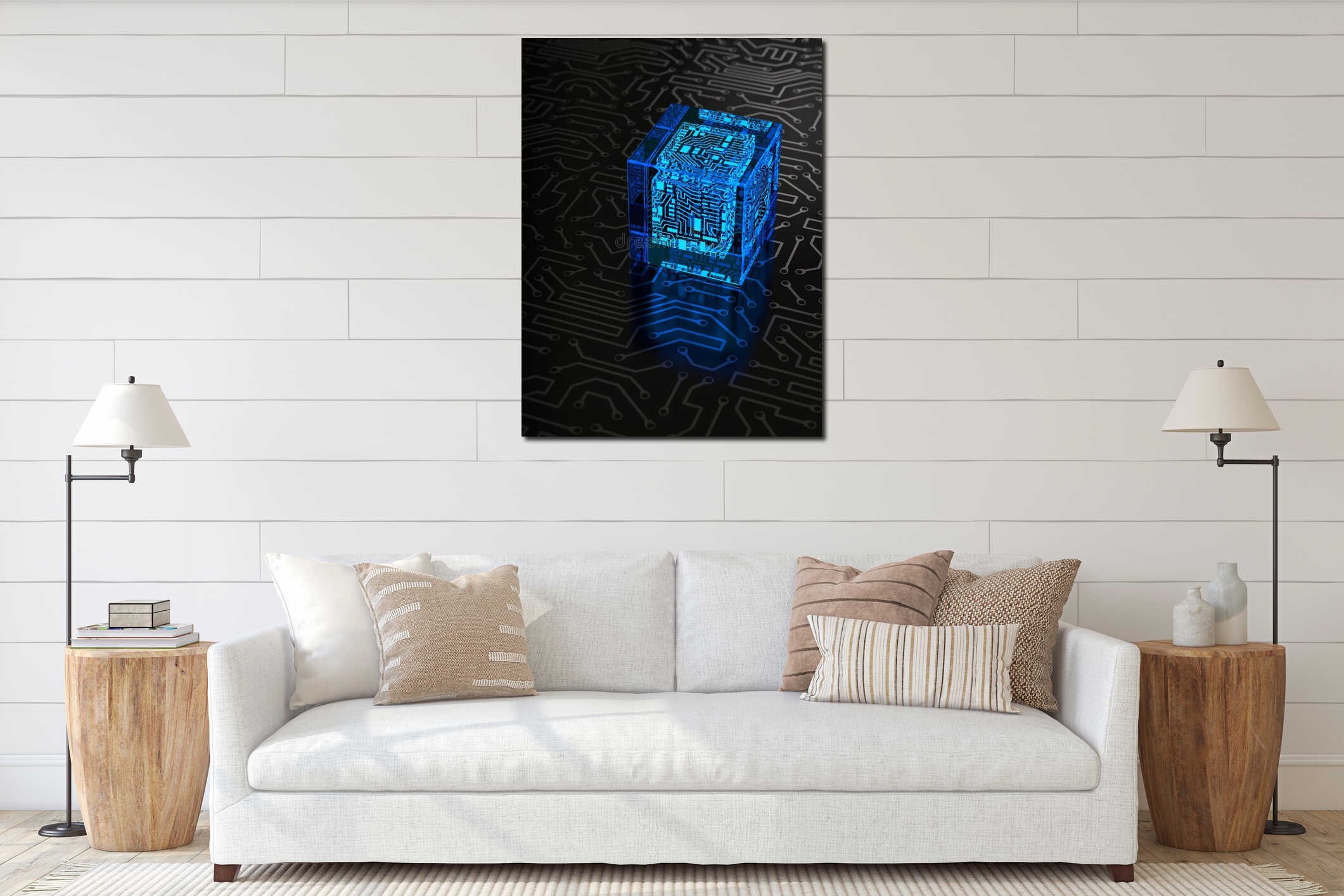 Canvas hanging interior mockup