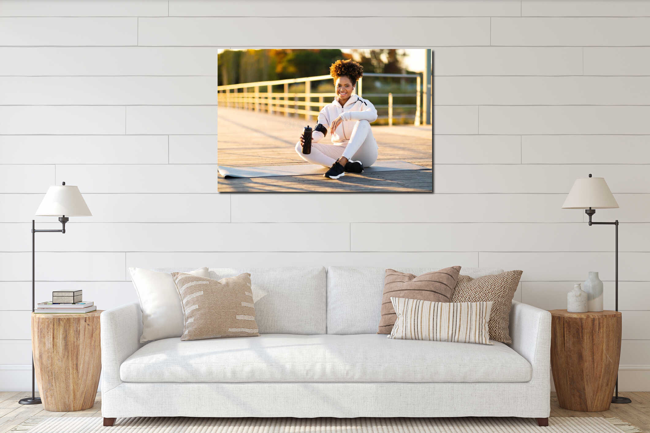 Young Black Woman In Sportswear Having Break While Training Outdoors interior mockup