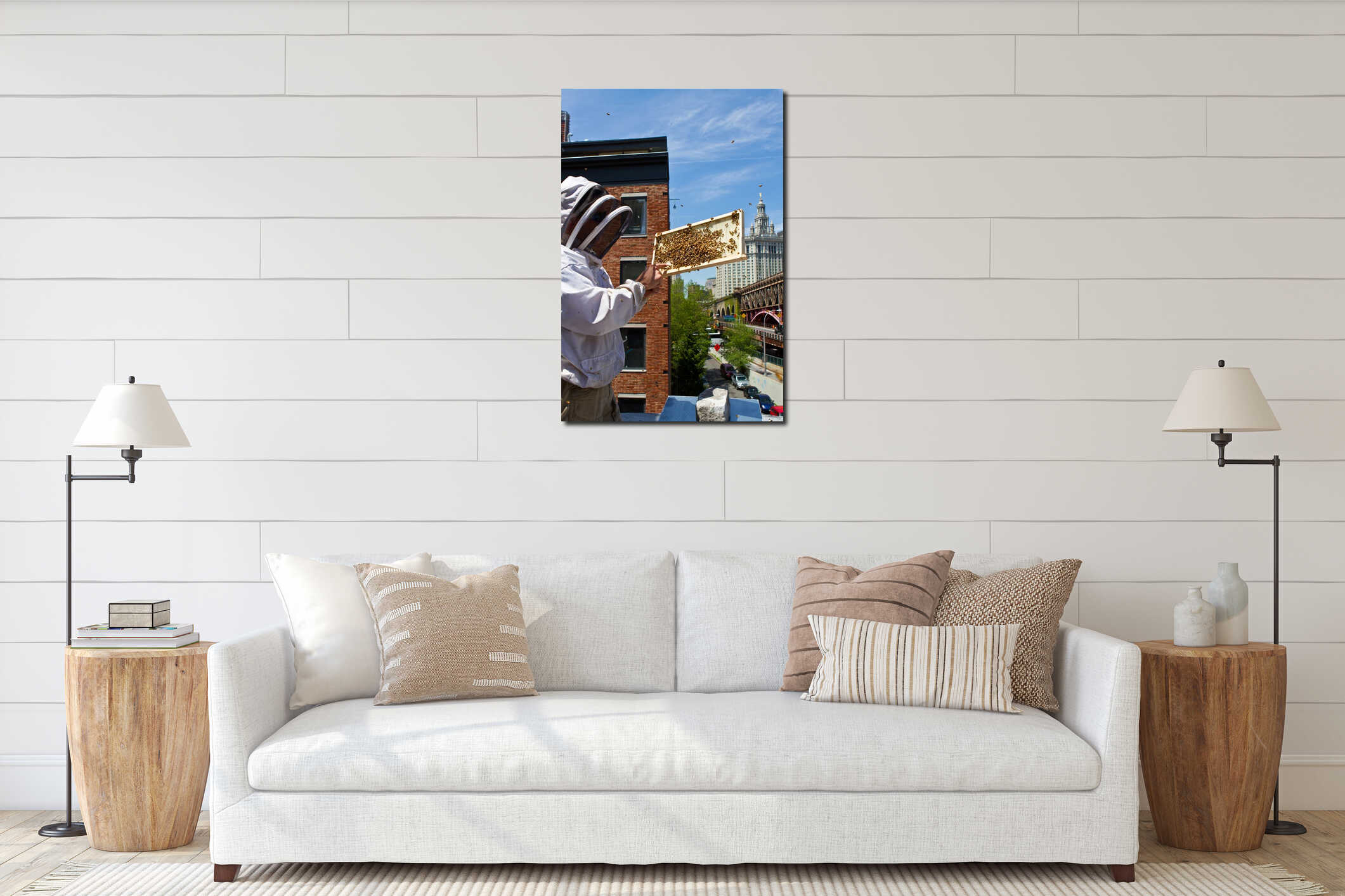 Canvas hanging interior mockup